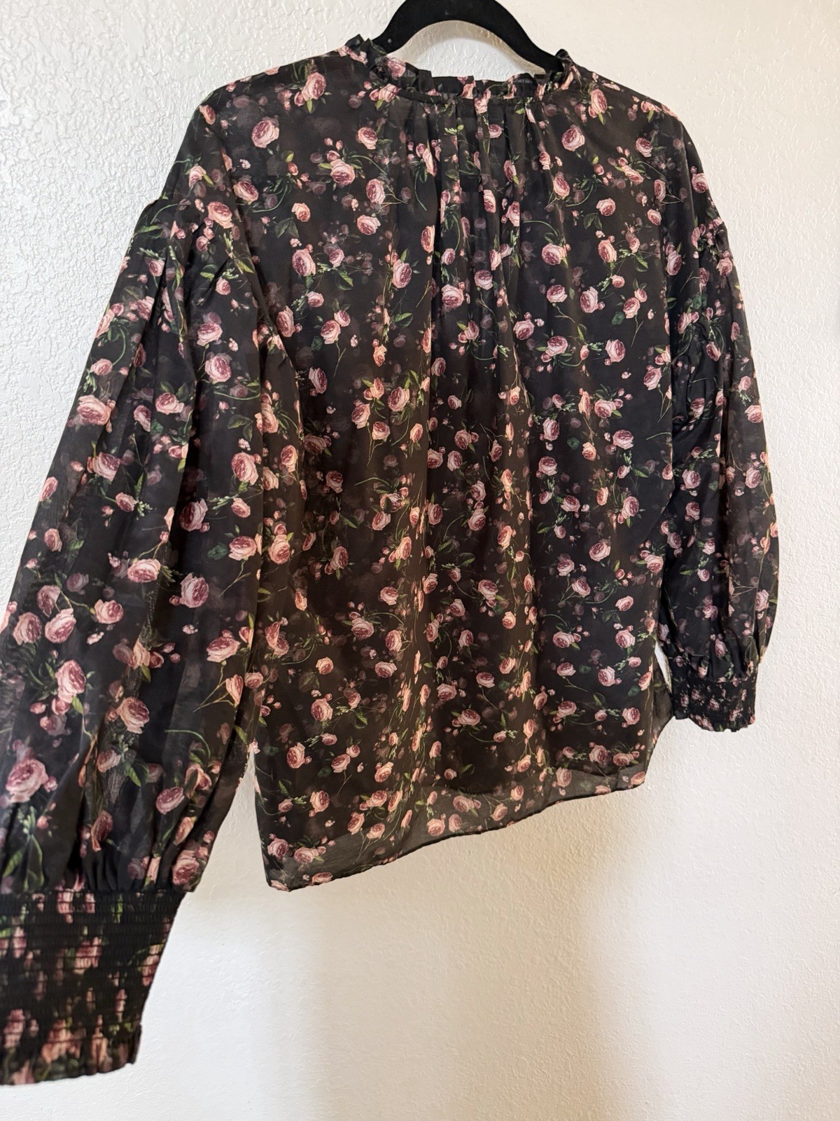 New Alice + Olivia Julius Floral Silk Blend Voile Blouse In Black Multi S $395
