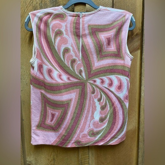 Fairfield Jerry Gilden Vintage Knit Top Womens M Pink Psychedelic Retro Mod 70s