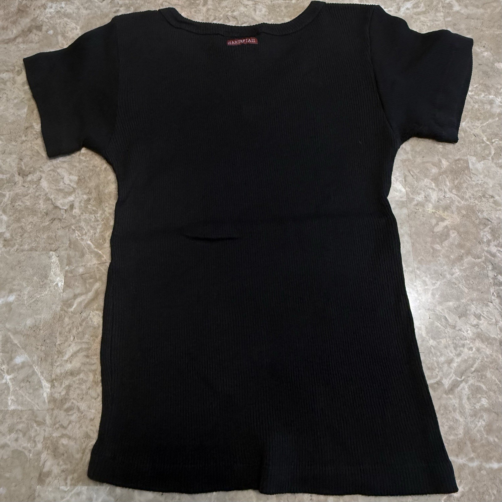 Hard Tail Forever Black Ribbed V-Neck Tee Shirt Style 101 One Size Made in USA