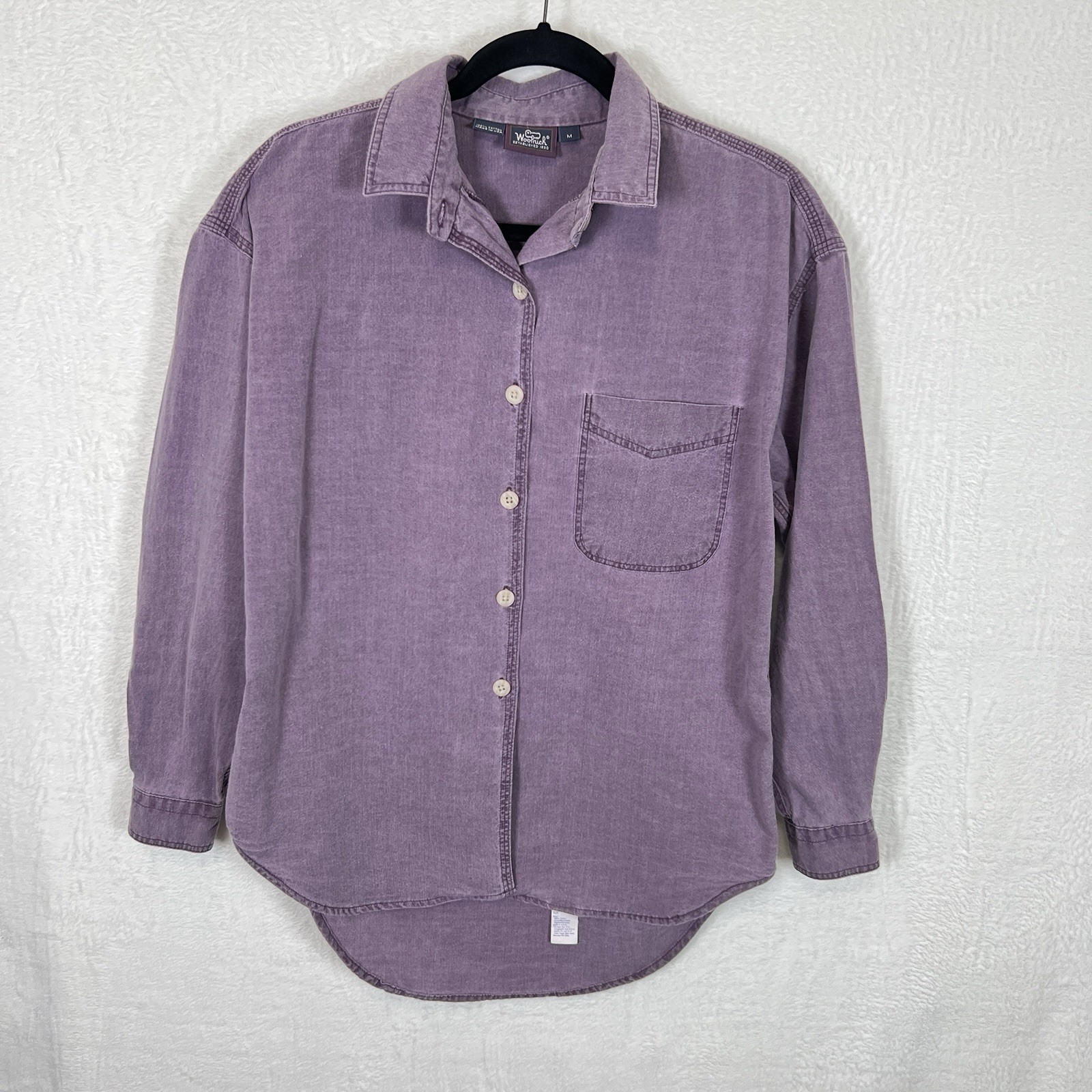 VTG Woolrich Shirt Women’s M Faded Purple Made In USA Cotton Classic Casual