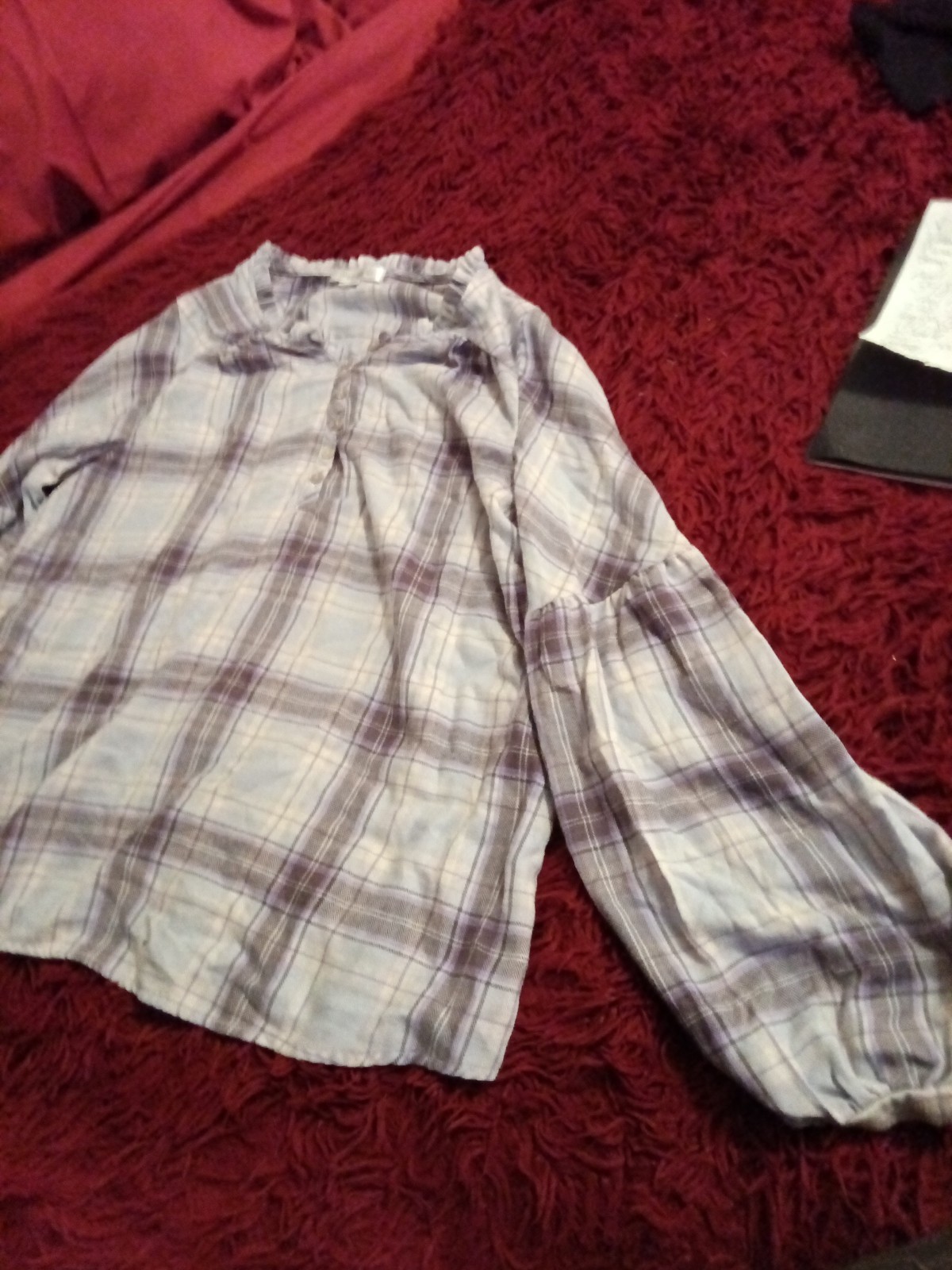 Daily Thread Shirt Womens Size Medium Purple Plaid Long Sleeve Casual Shirt