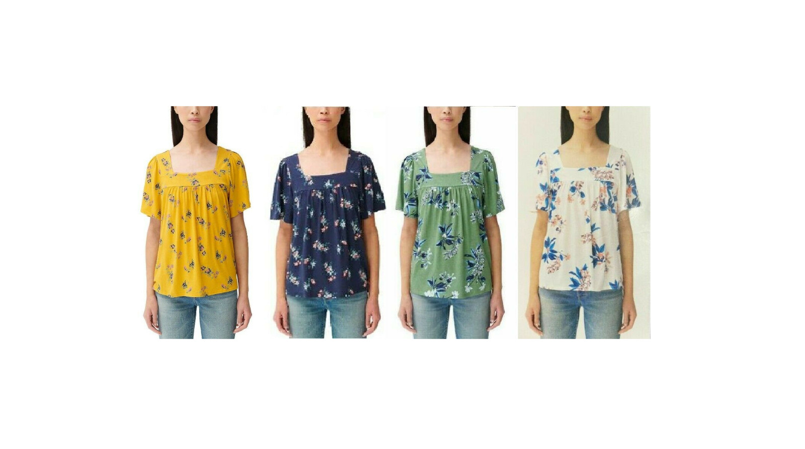 NWT Lucky Brand Women’s Square Neck Floral Print Blouse Size XS S M L XL 2XL $60