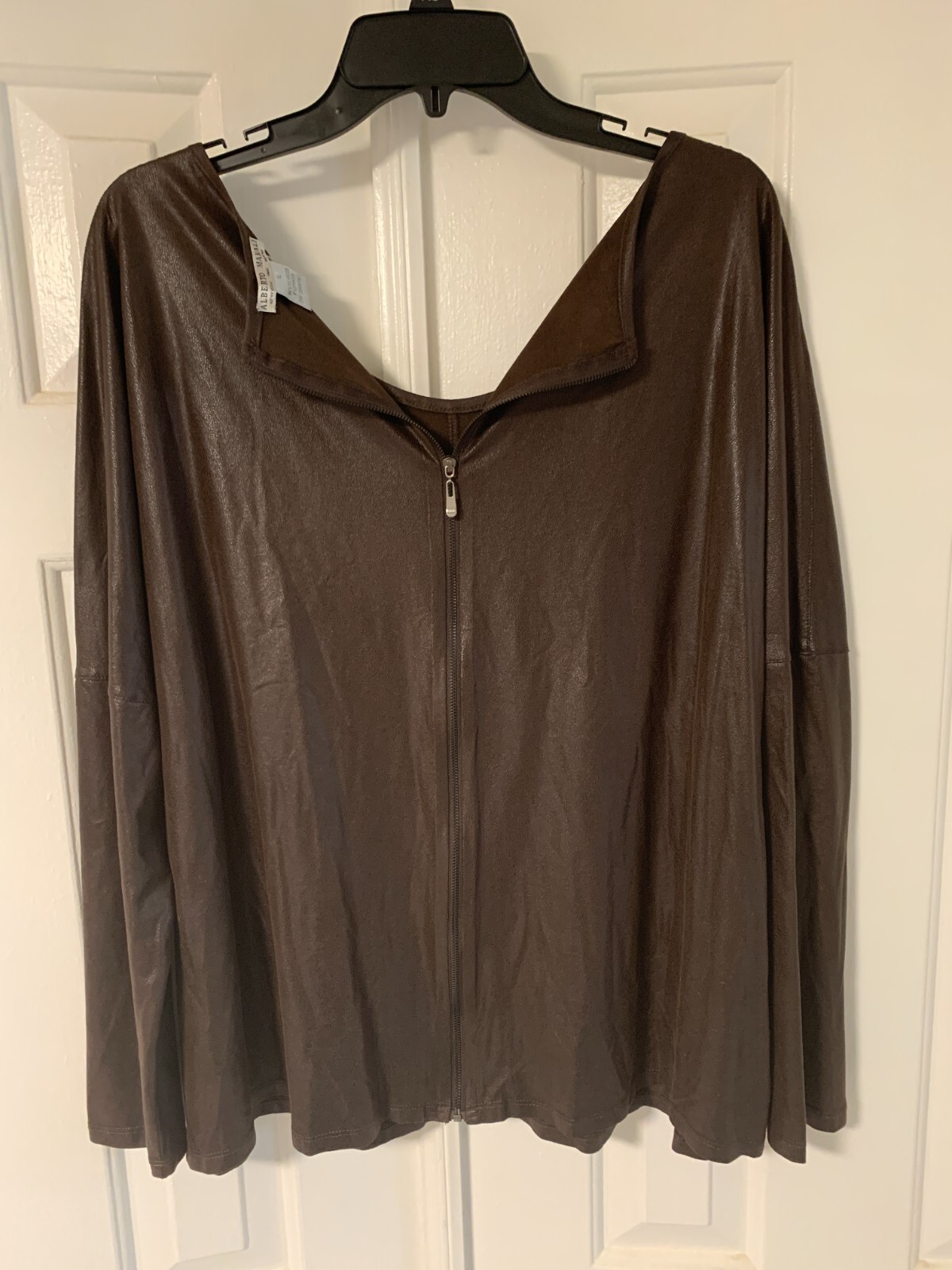 Alberto MAKALI NWT unique FULL ZIPPER back STUDDED brown blouse long sleeves
