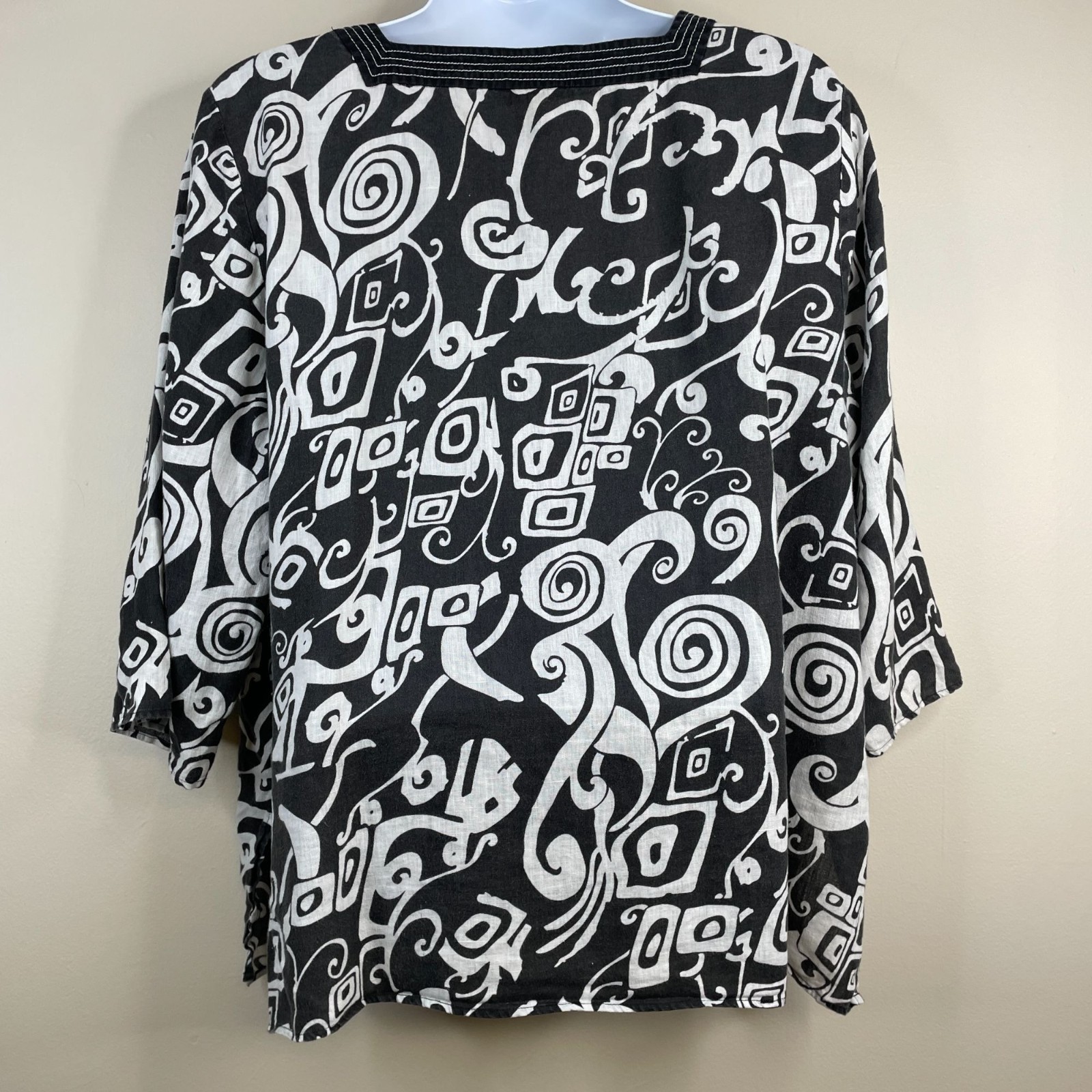 Alexandra Bartlett Art To Wear Linen Tunic Top 2X Neutral Travel Beachy Coastal