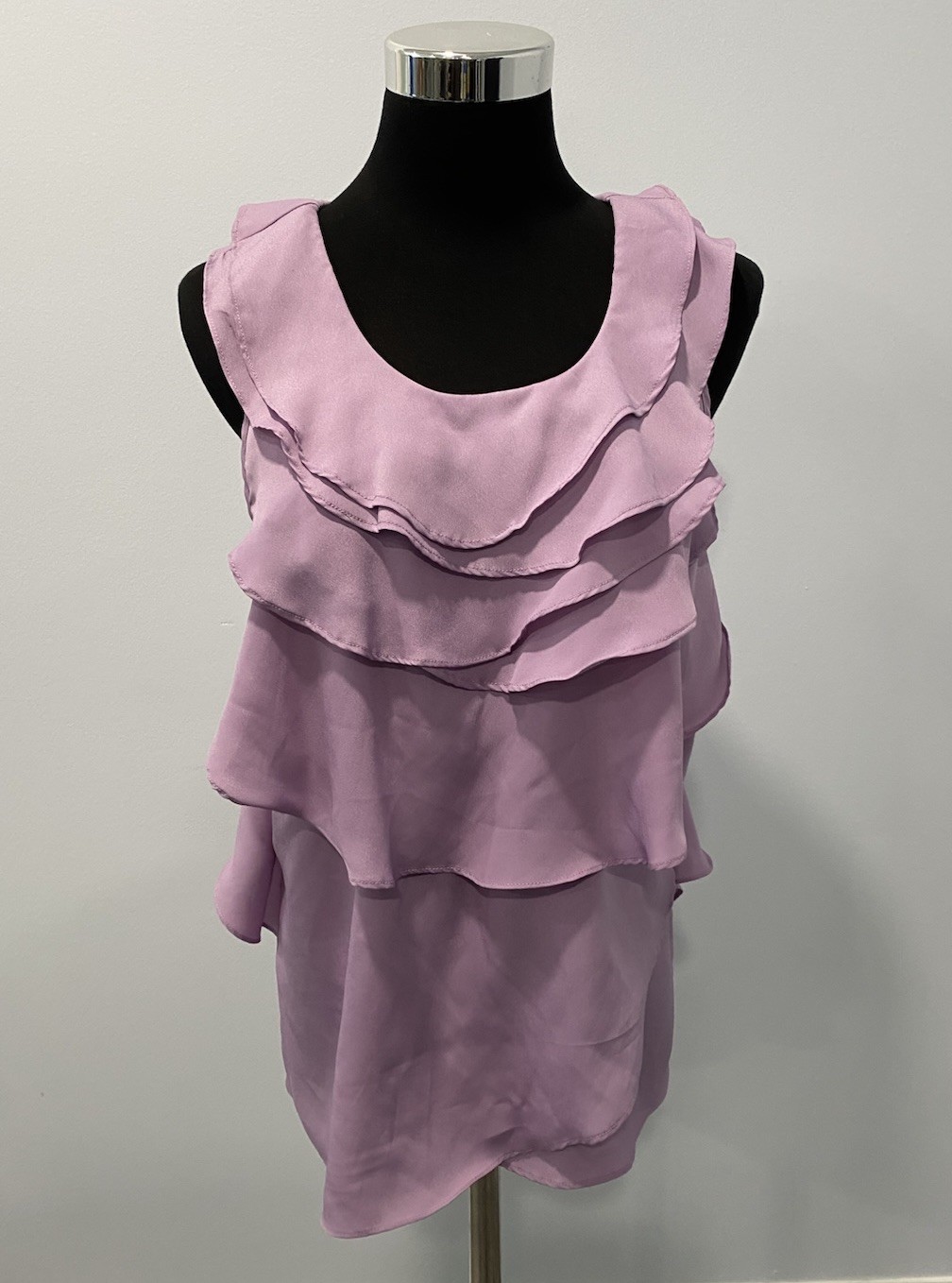Fab’rik Women’s Medium Ruffle Top Purple Lilac Polyester Layered