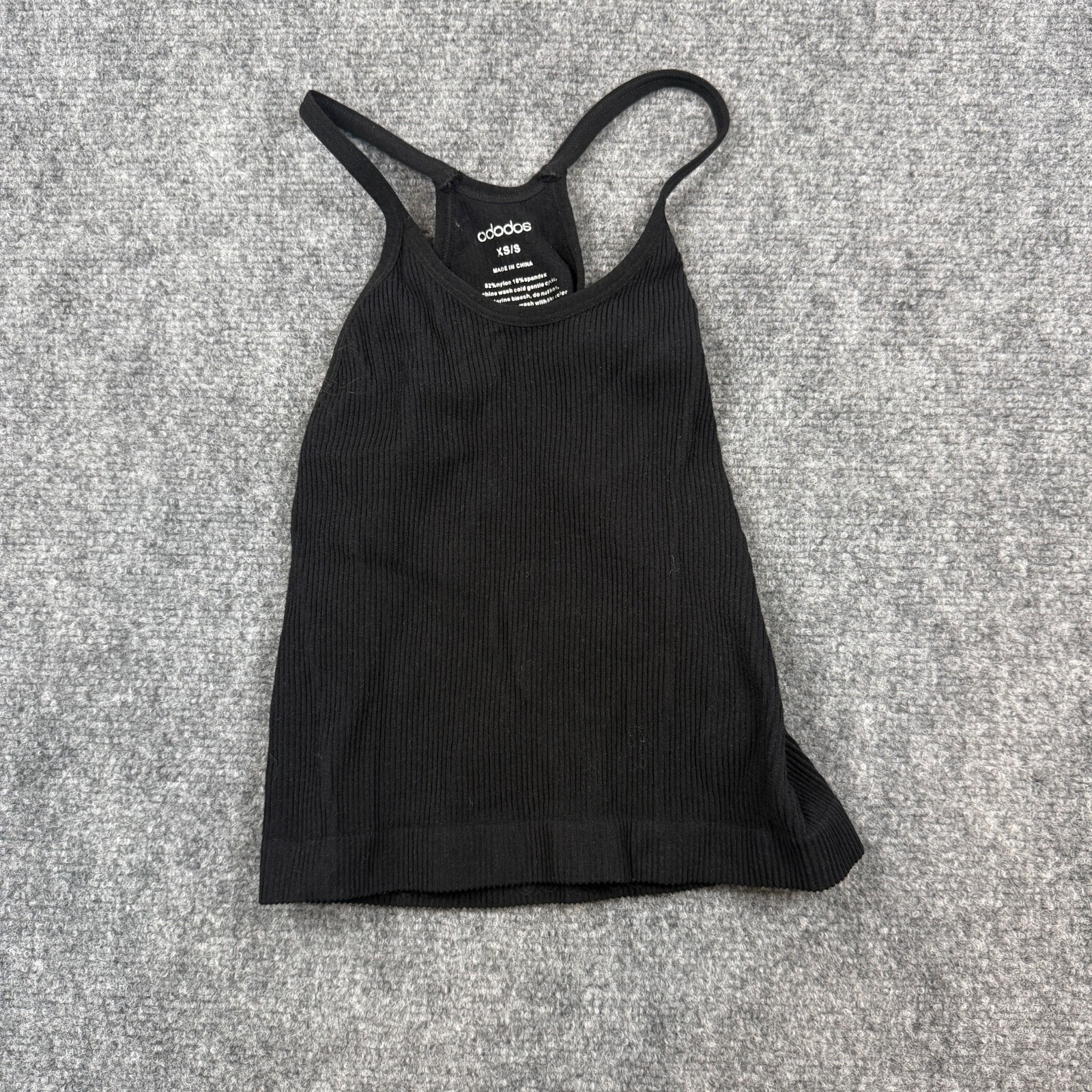 ododos Black Ribbed Racerback Tank Top XS/S