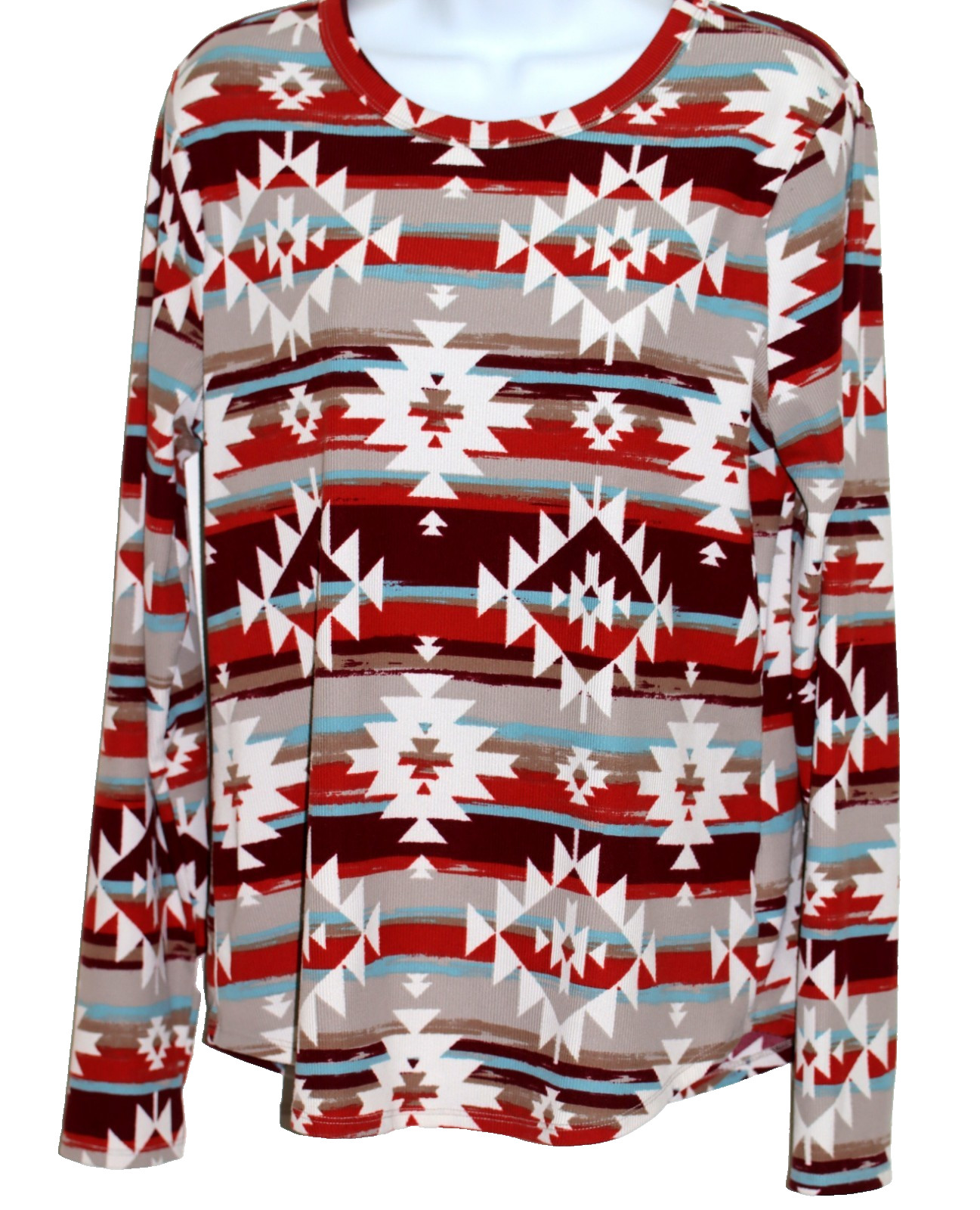 No Boundaries NOBO Top Shirt Women’s XXL 19 Southwest Aztec Ribbed Long Sleeve