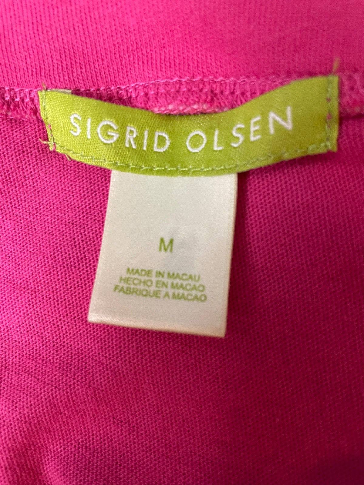 Sigrid Olsen Top Tank Womens M Hot Pink Fuchsia Beading Sleeveless Summer