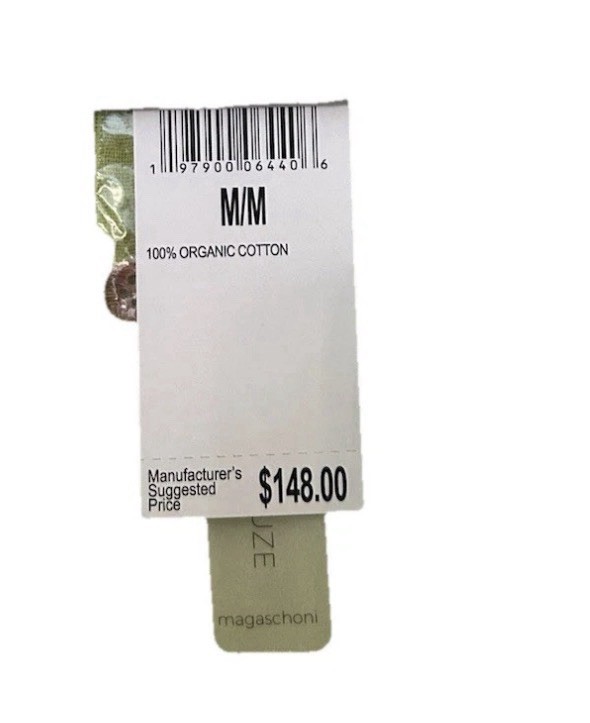 Magaschani 100% Organic Cotton Lime Green Button-Up Long Sleeve Blouse Medium