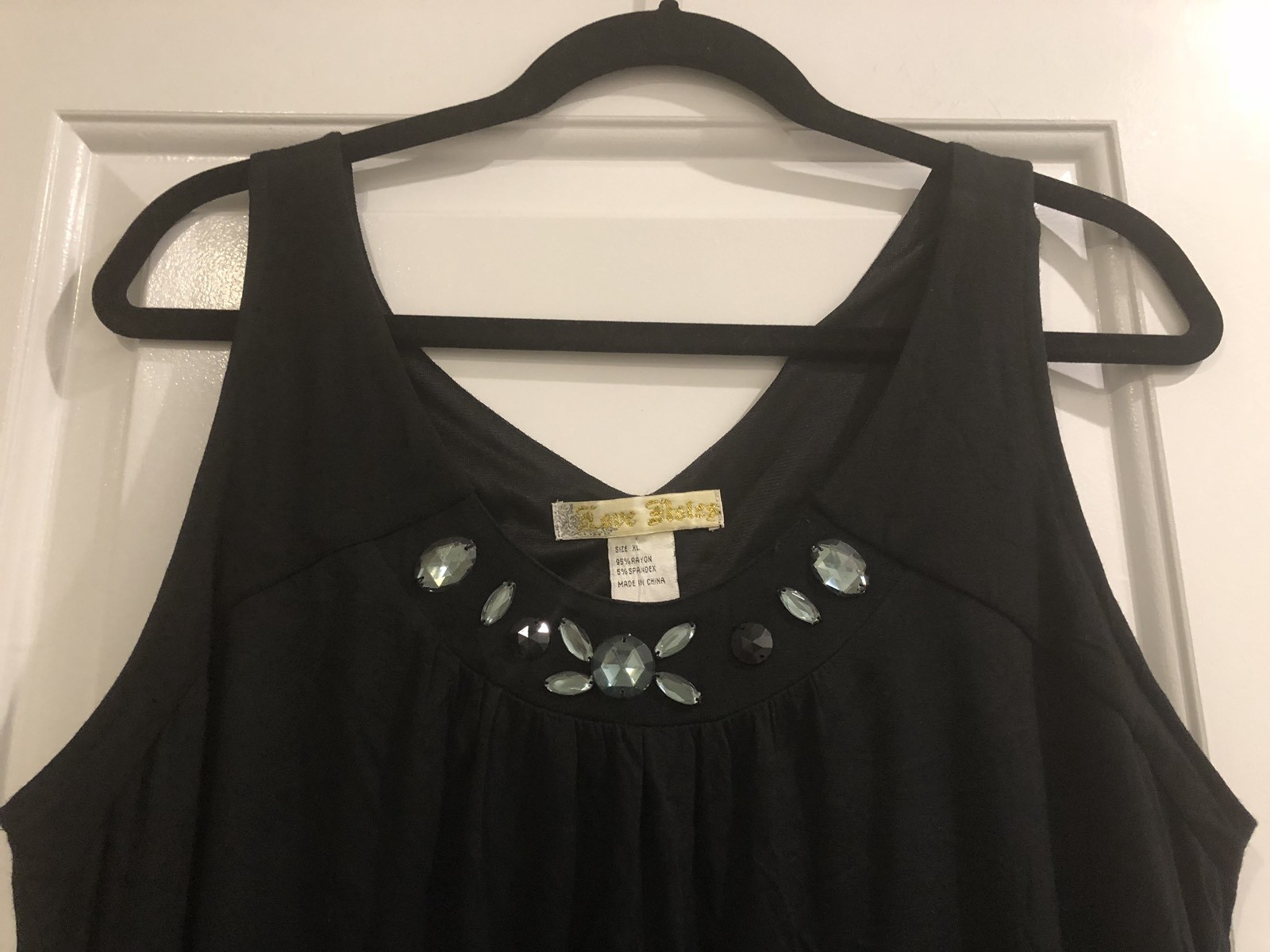 New With Tags Love Notes Size XL Black Bubble Sleeveless Blouse With Rhinestones