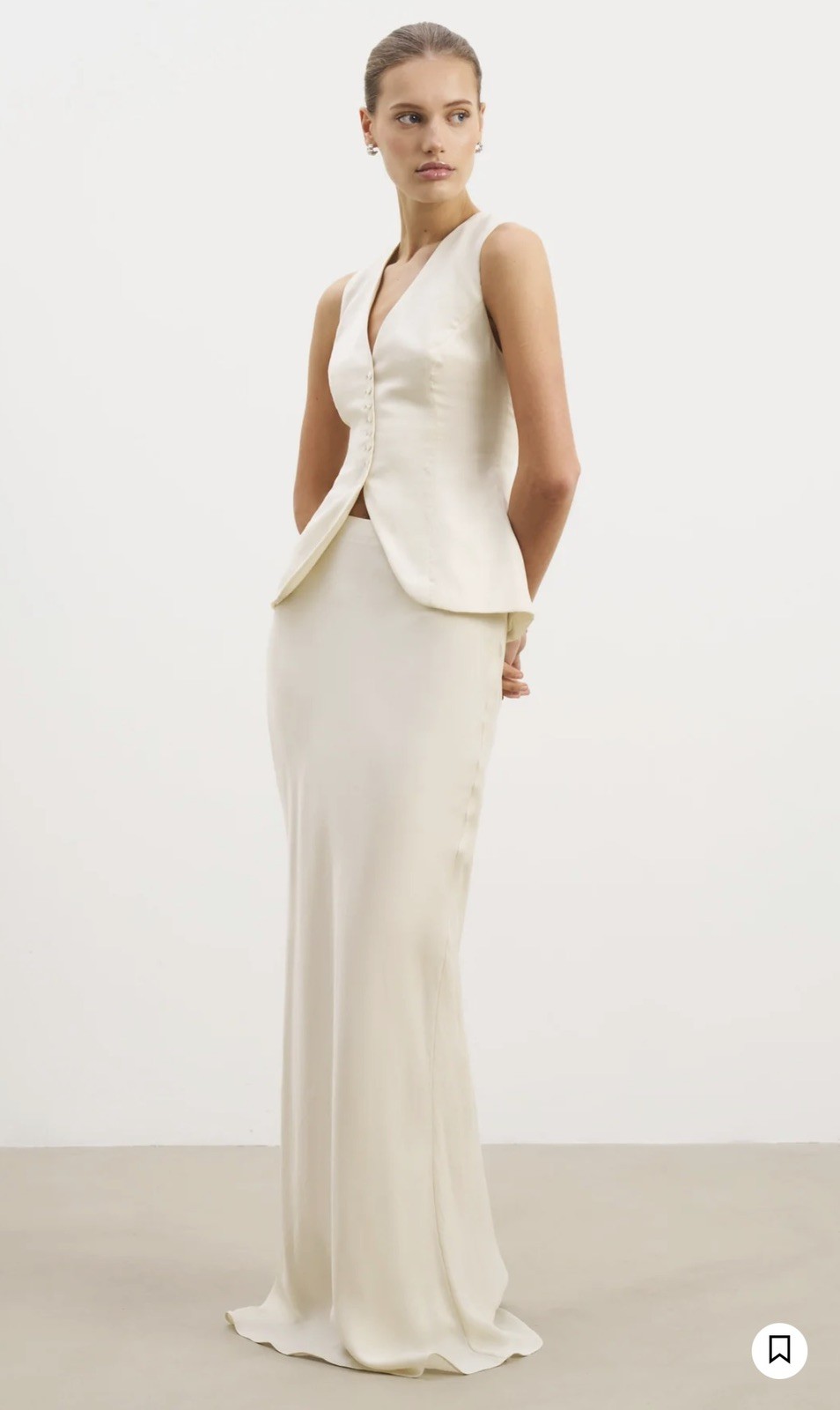 Because of Alice Boa TAILORED CUPRO DELICATE PEPLUM WAISTCOAT Champagne size XL
