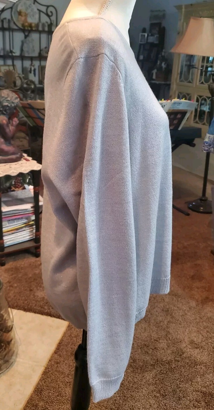 Rebecca Malone XL Light Grey Metallic Pullover Sweater