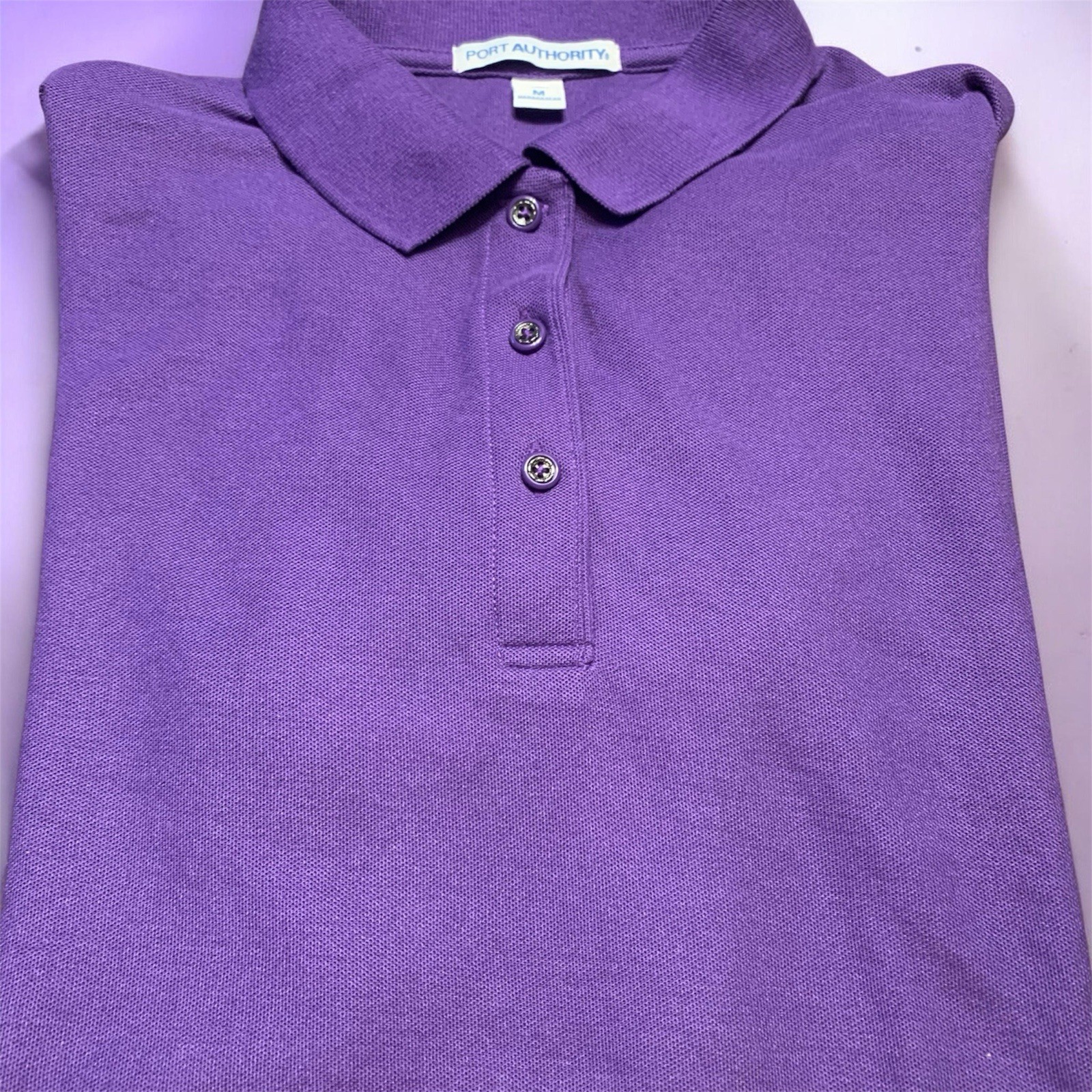 Port Authority Women’s Polo Shirt Medium M Purple Short Sleeve Pique Knit Solid