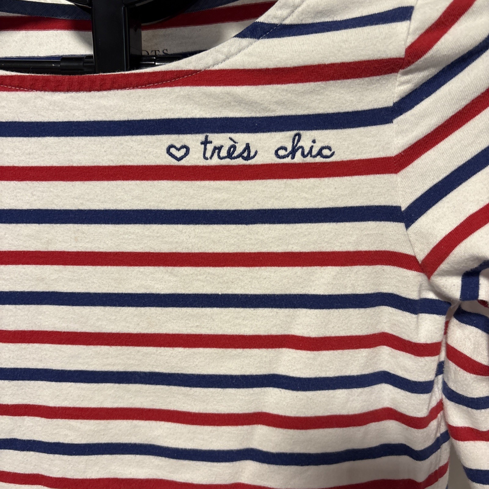 Talbots Tres Chic Striped Pullover Knit Top Womens Size P Red White & Blue