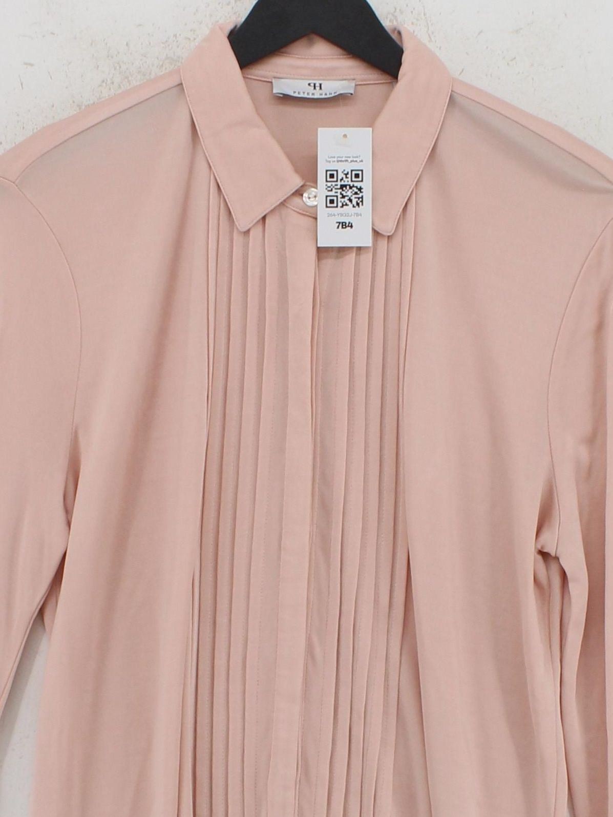 Peter Hahn Women’s Blouse UK 14 Pink 100% Viscose Long Sleeve Collared Basic
