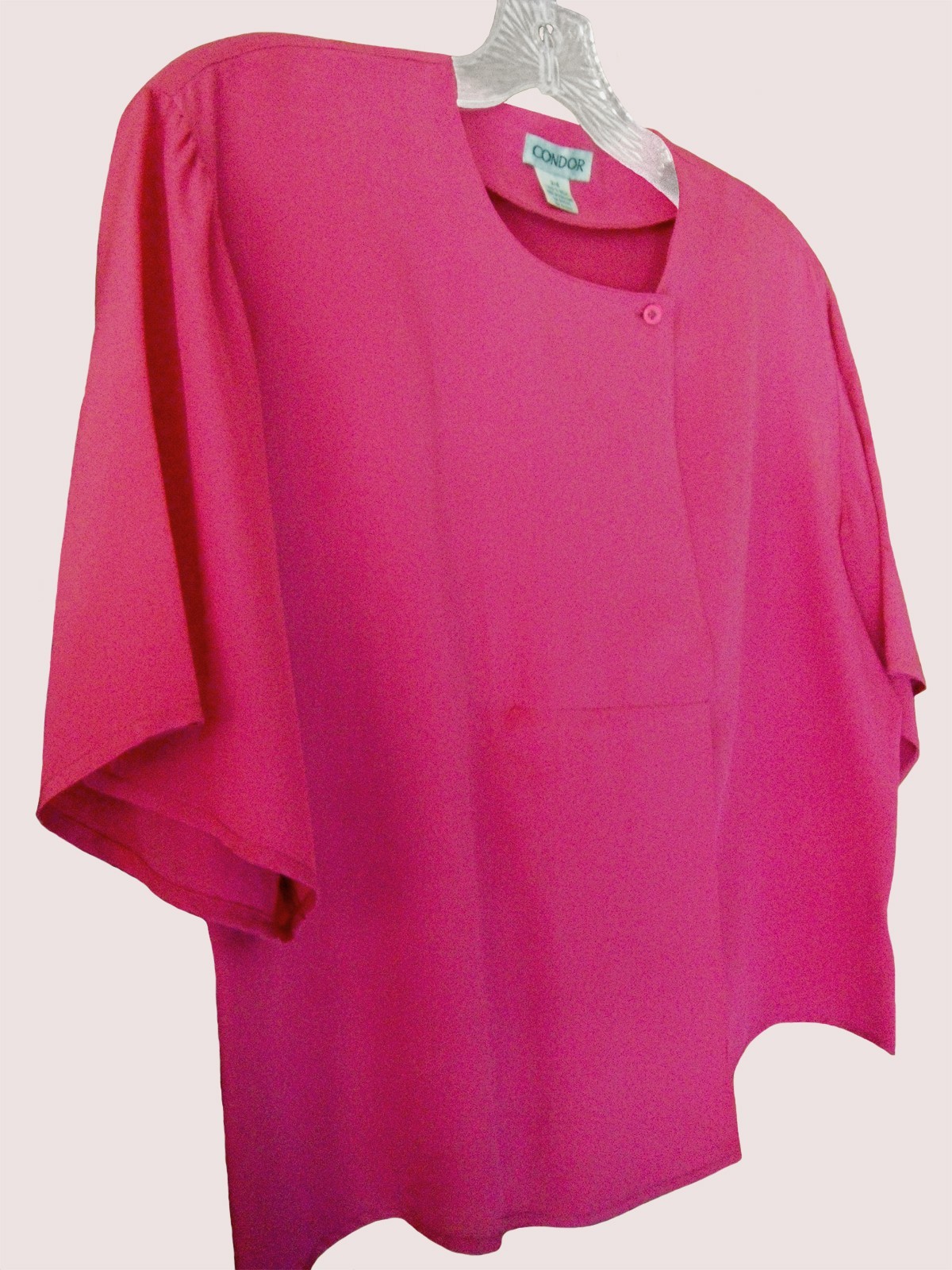 DARK PINK SHORT SLEEVED SILK BLOUSE BY CONDOR, BUST ABOUT 40″, SIZE 3-4