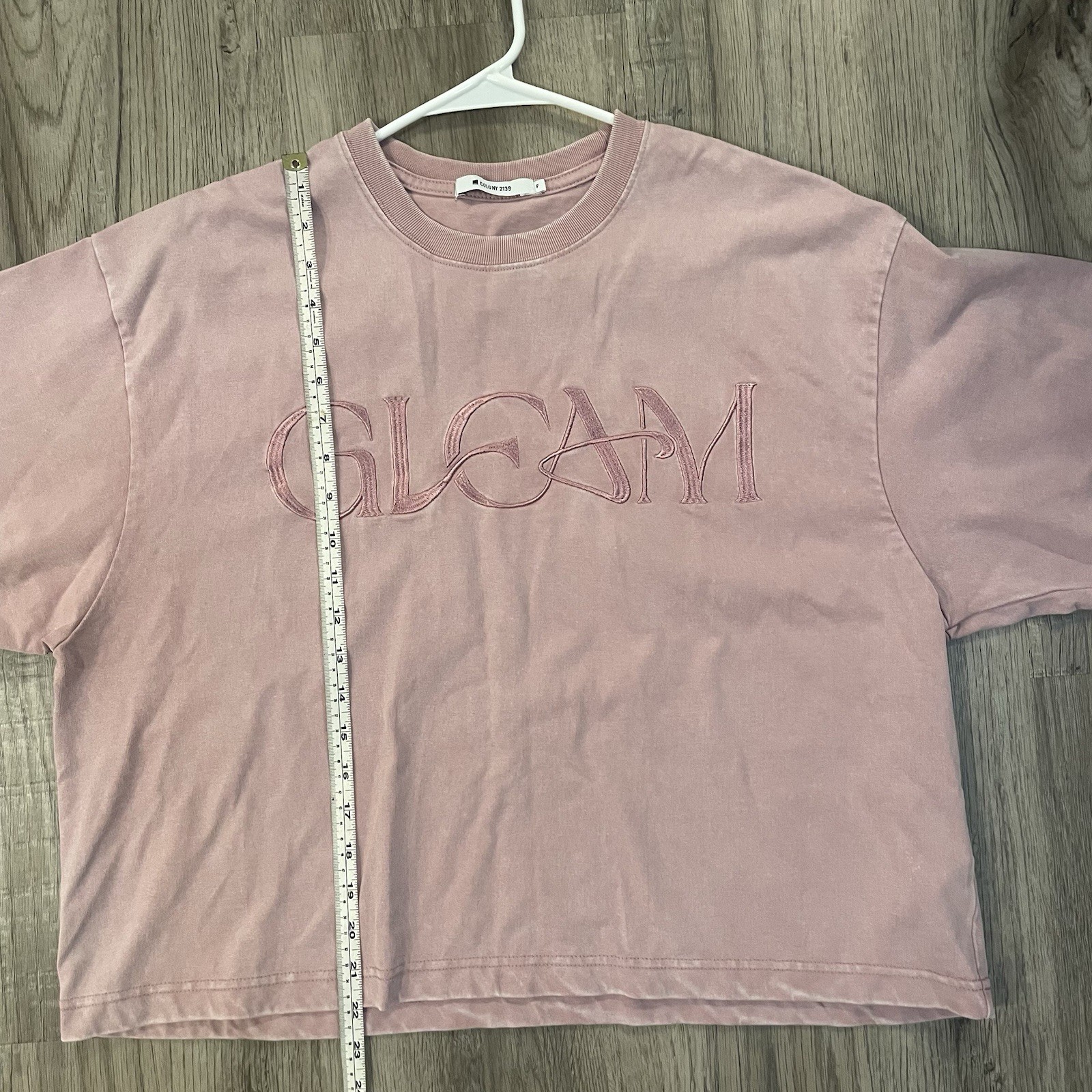 Colony 2139 Pink Embroidered “GLEAM” T-shirt Oversized Cropped Japan One Size