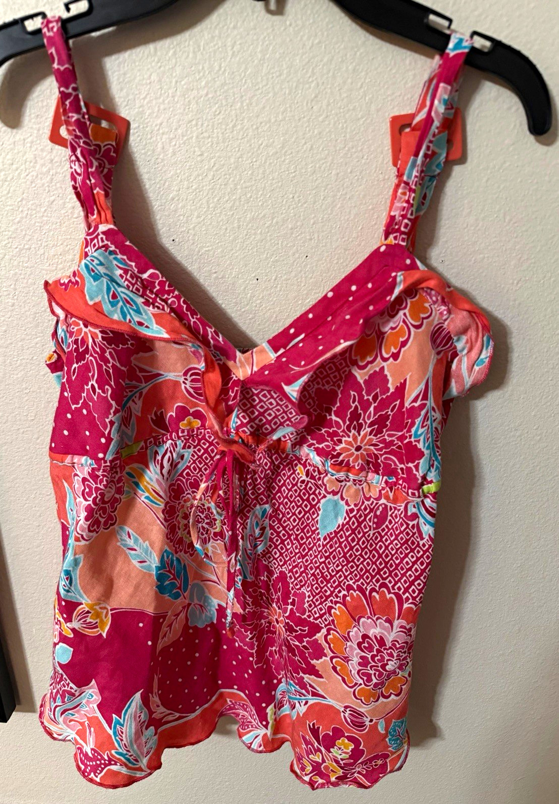 JW Div. of Junction West Women’s Floral V-Neck Camisole Adjustable Straps L