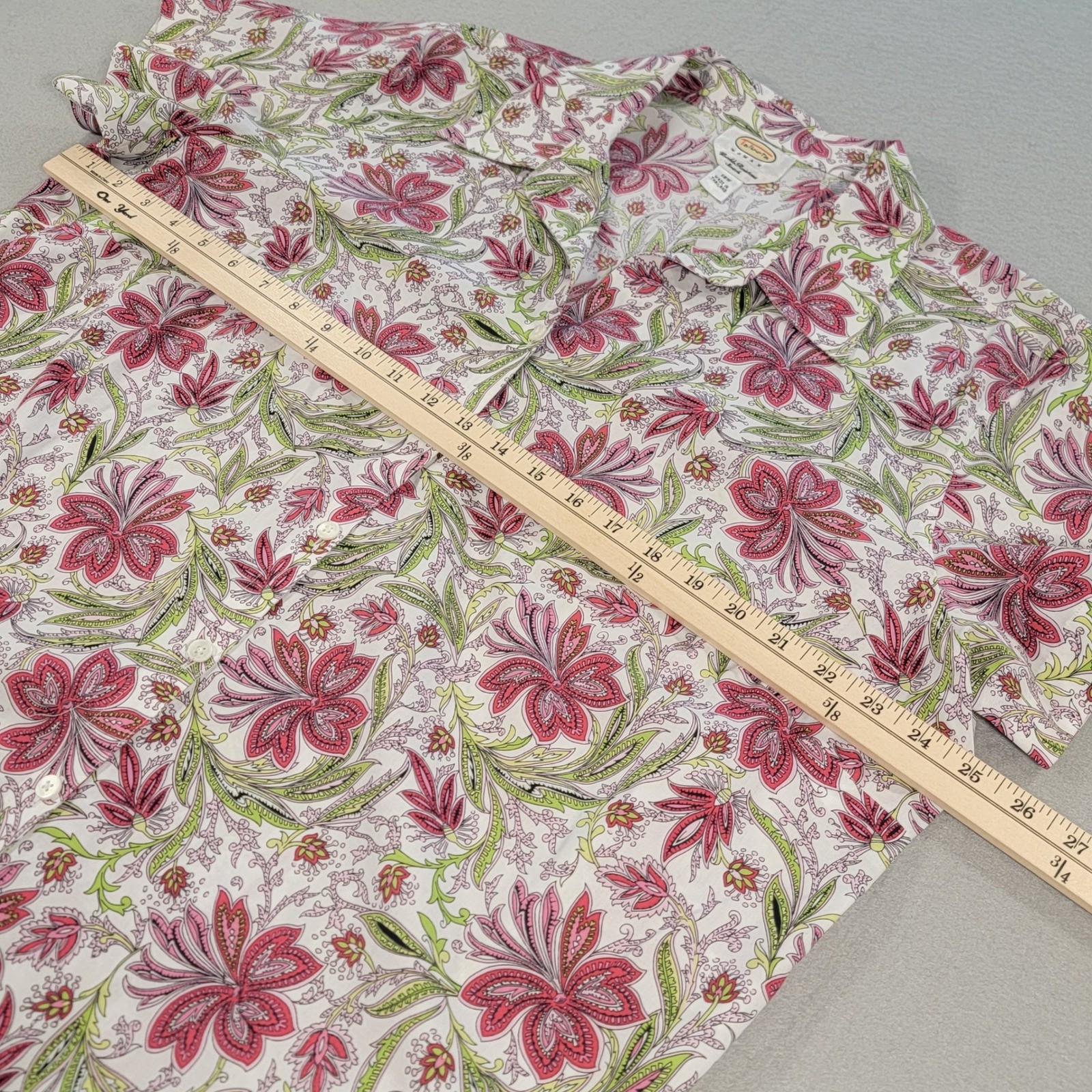 Talbots Floral Button Front Shirt Wrinkle Resistant Stretch Pink Women’s 18W