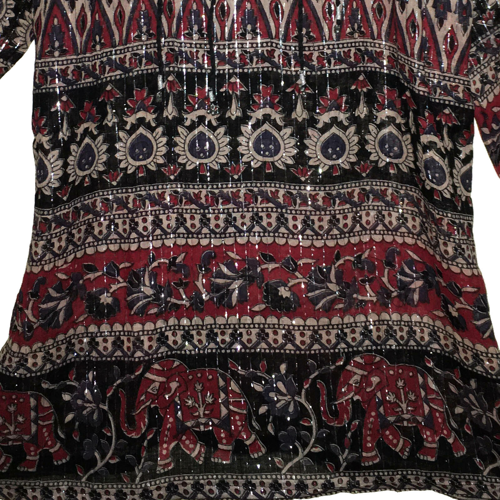 Indian Ethnic Cotton Lurex Top Blouse For Women Summer Boho Hippie Gypsy Tunic