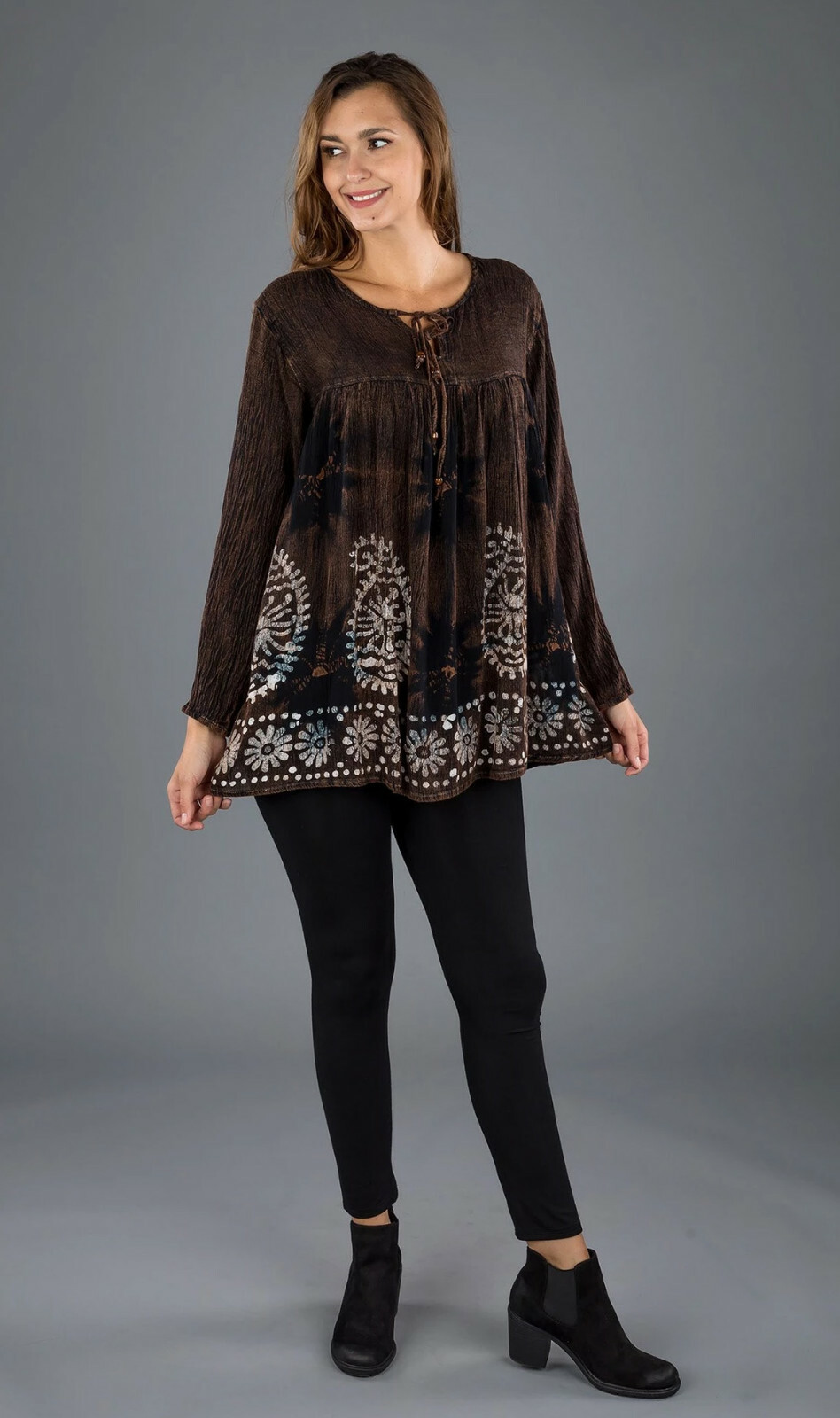 Sacred Threads Hippie Bohemian Gyspy Festival Block Print Tie Dye Top 218869