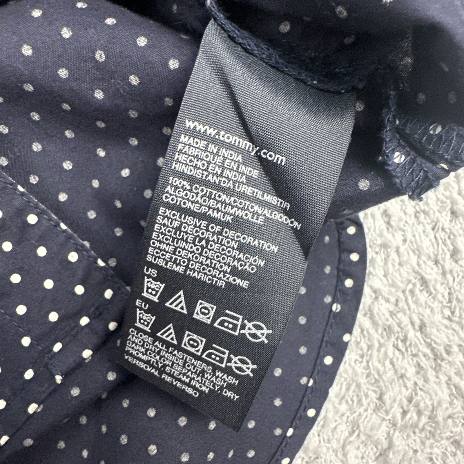 Tommy Hilfiger Women’s Polka Dot Shirt M Navy & White Top Long Sleeve Flip Cuff
