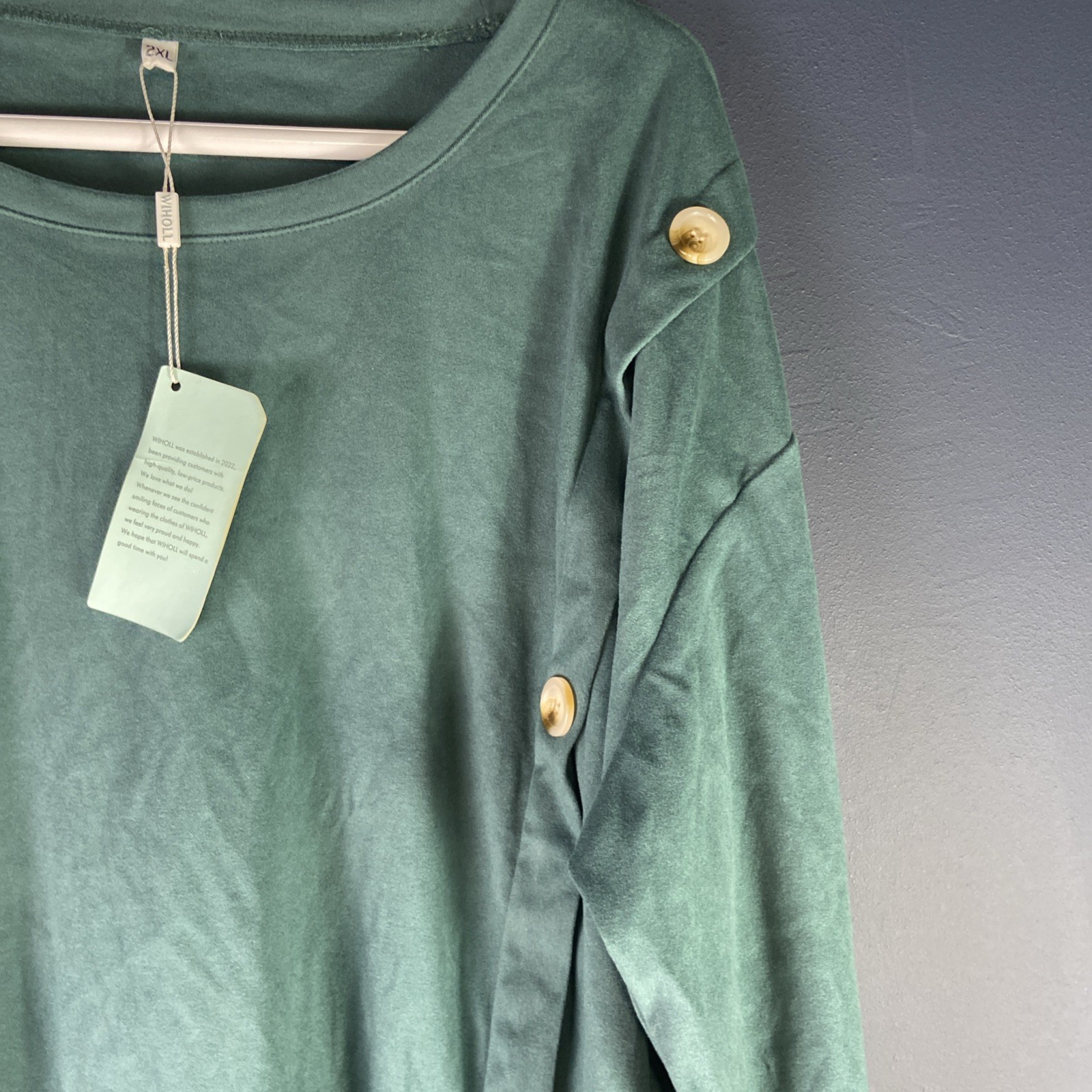 Wiholl Top Women Size 2XL Long Sleeve Green