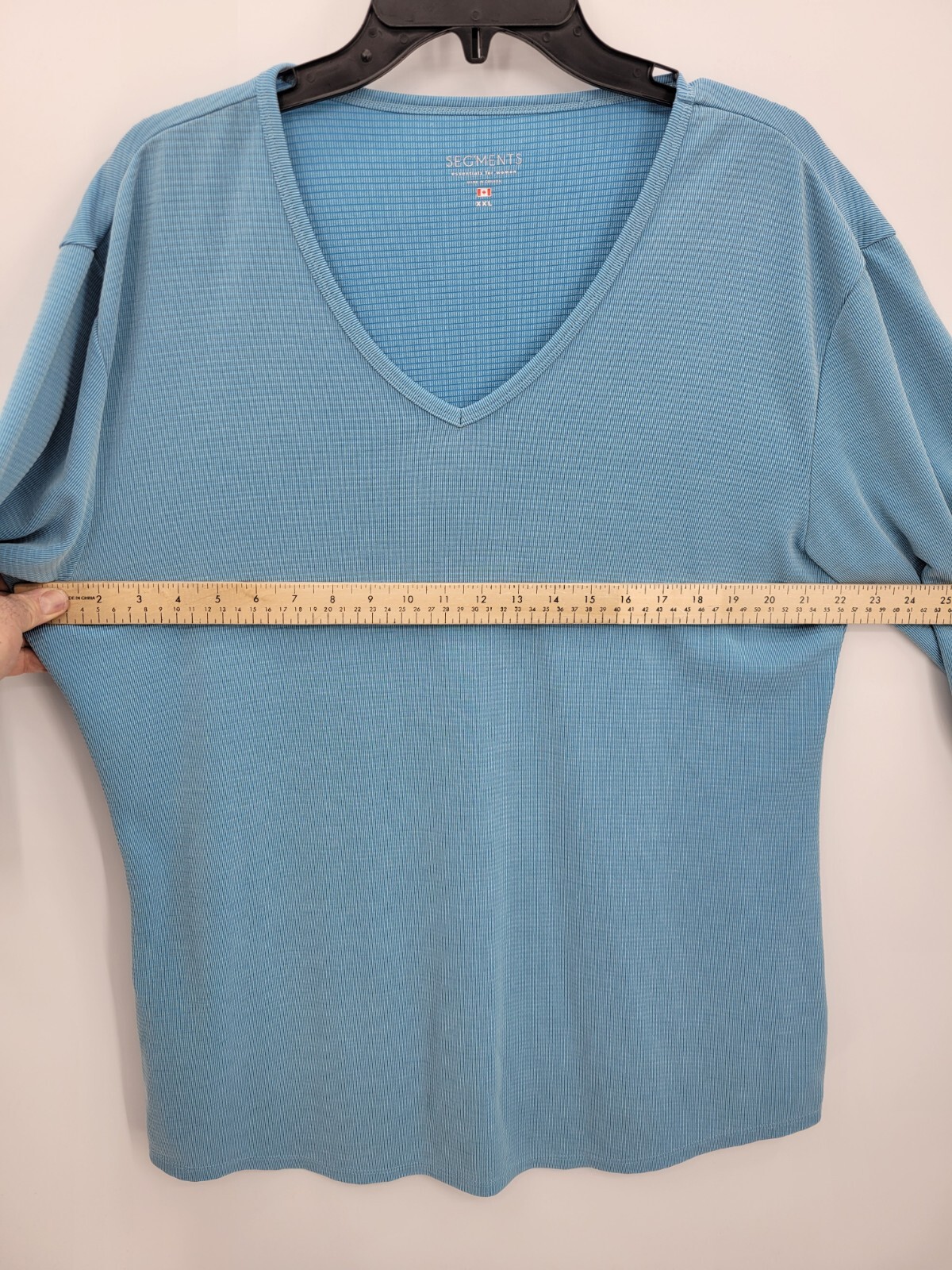 Segments Top Womens XXL Blue Textured Tencel Blend 3/4 Sleeve Casual Pullover