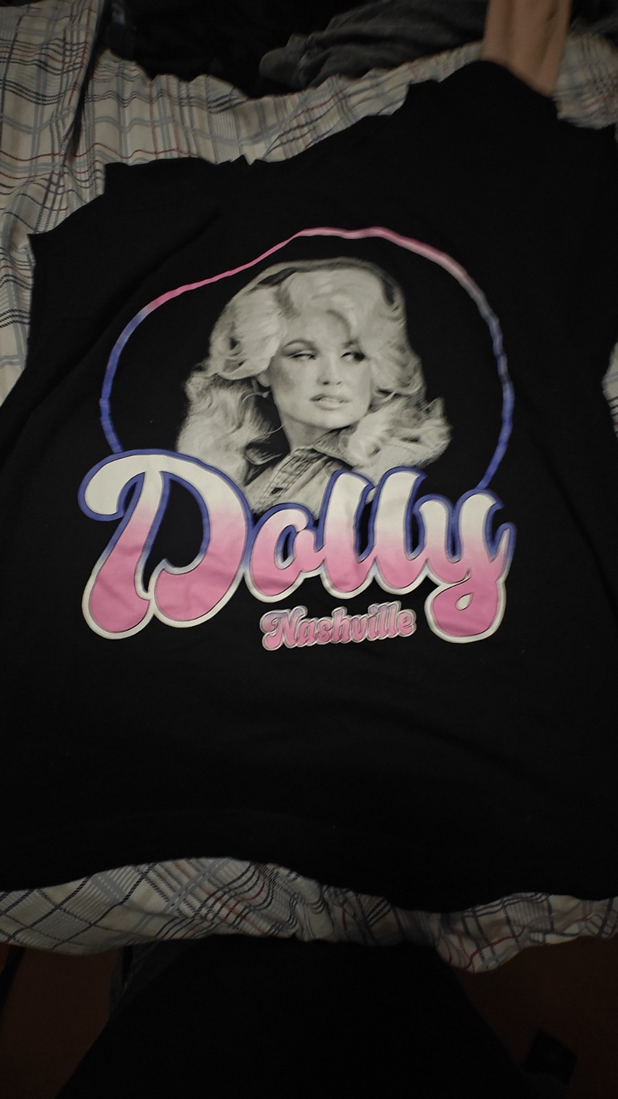 Mad Engine Dolly Parton Music Graphic Print Black T-Shirt Womens L Short Sleeve