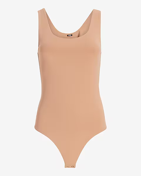 Express Body Contour High Compression Scoop Neck Bodysuit Mocha NWT XS-L