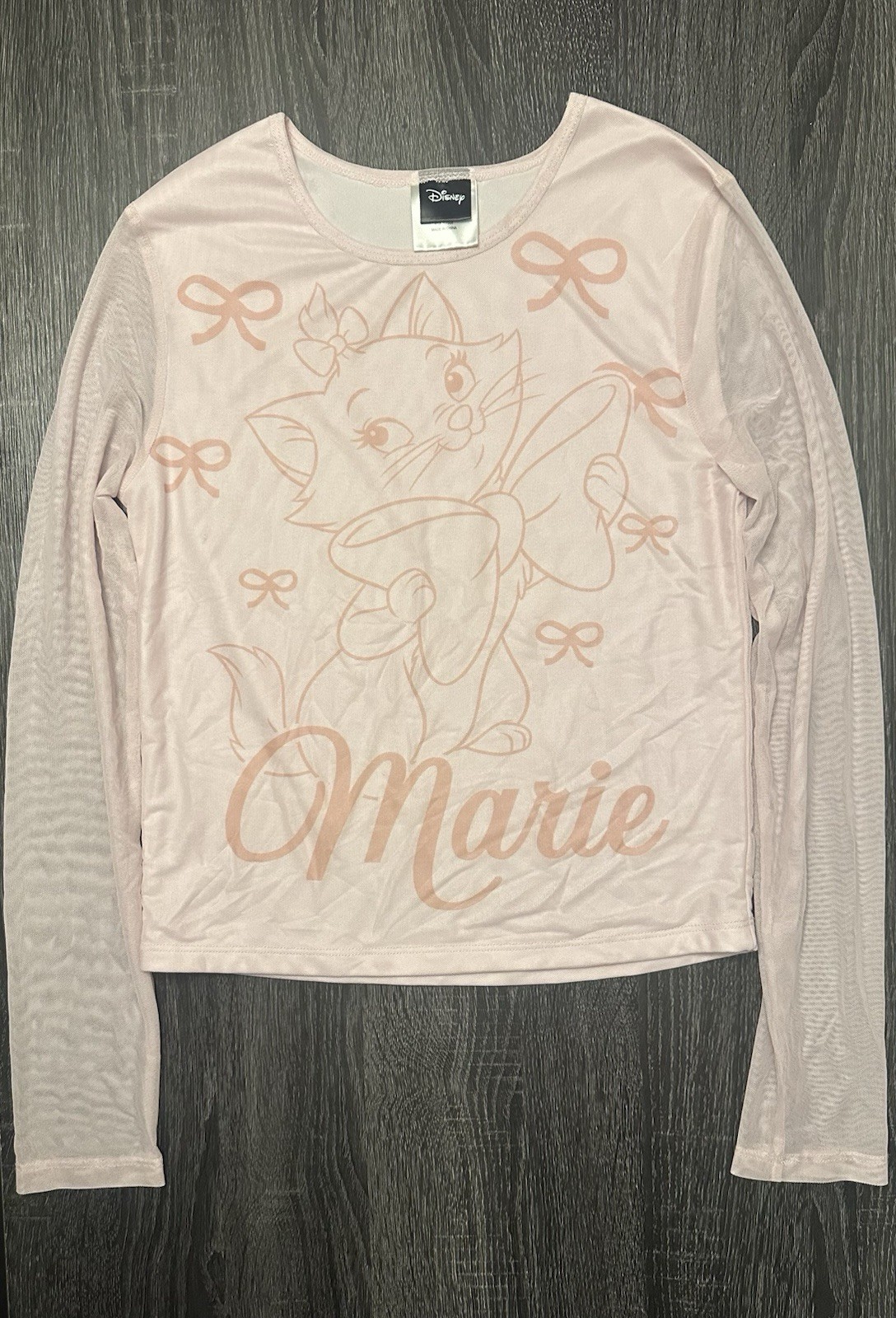 Disney Marie Aristocrats Women’s Pink Long Sleeve Graphic Top Size M Cute Bow Sh
