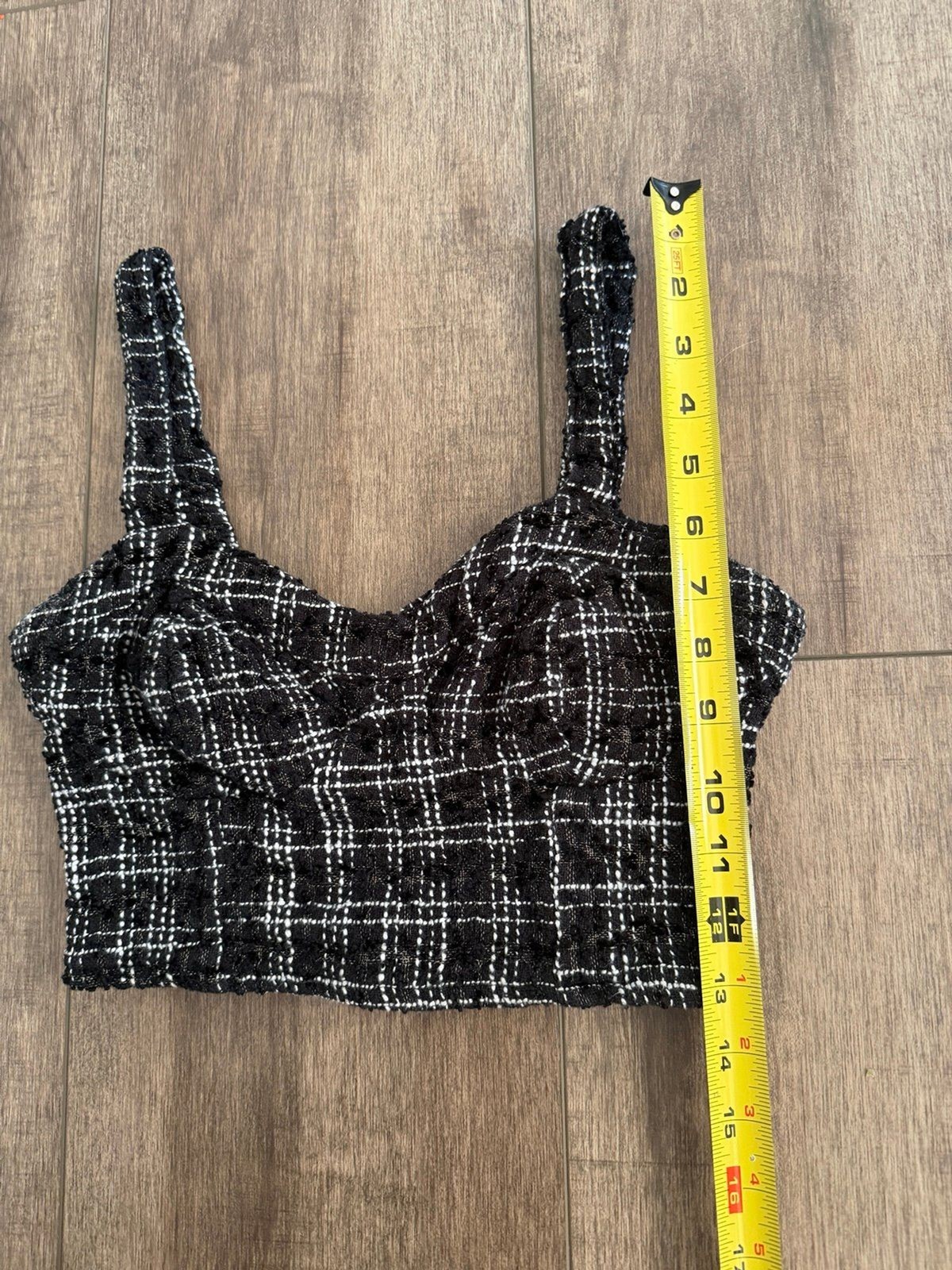 Japna Plaid Tweed Bouclé Bustier Crop Top Size Small