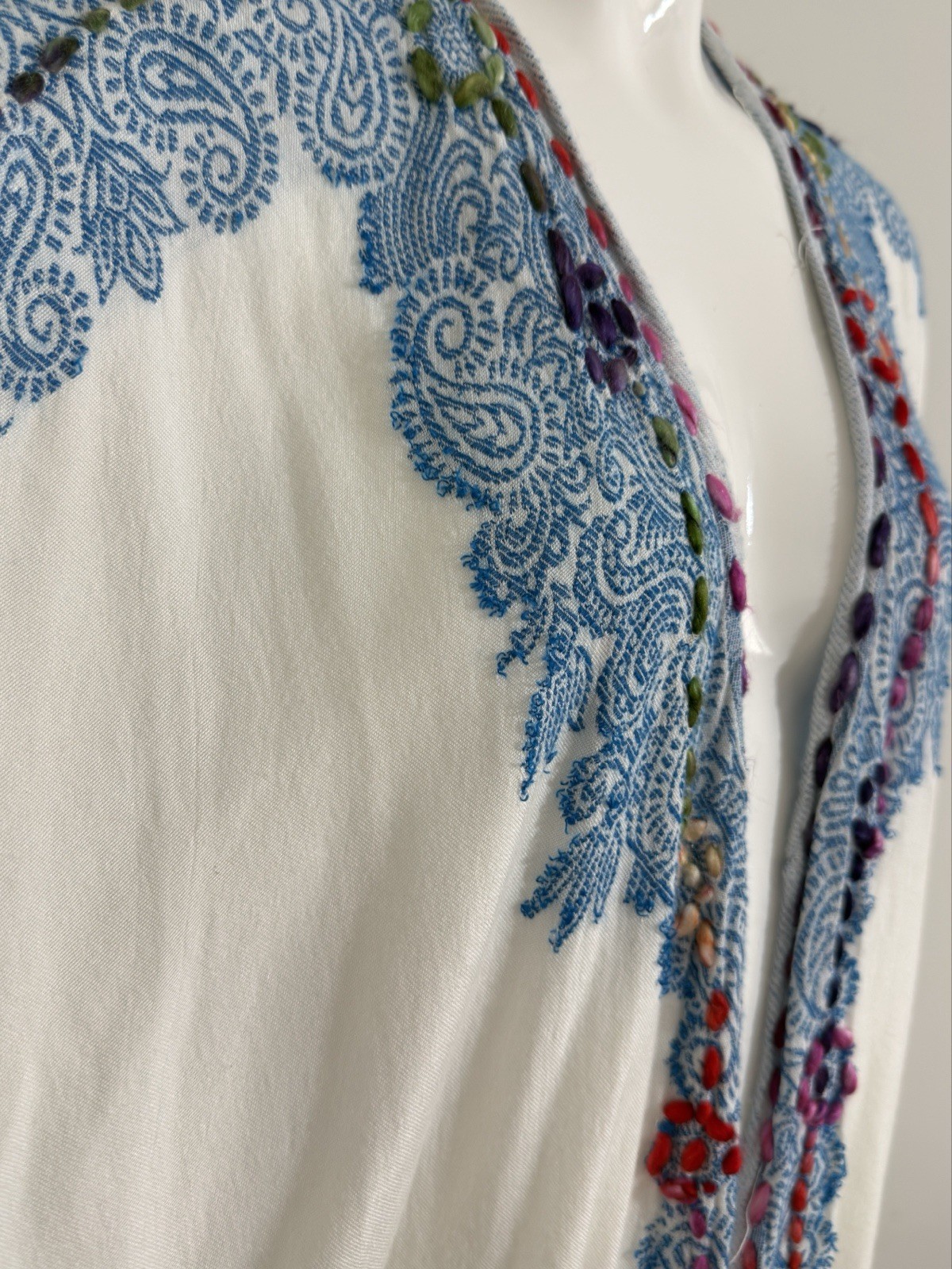 Women’s Bohemian Paisley Kaftan Embroidered Tunic Oversized Resortwear One Size