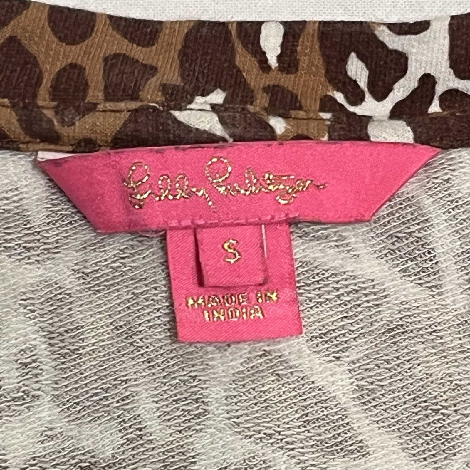 Lilly Pulitzer Chocolate My Favorite Spot Jansen V-Neck Sweatshirt Leopard Top