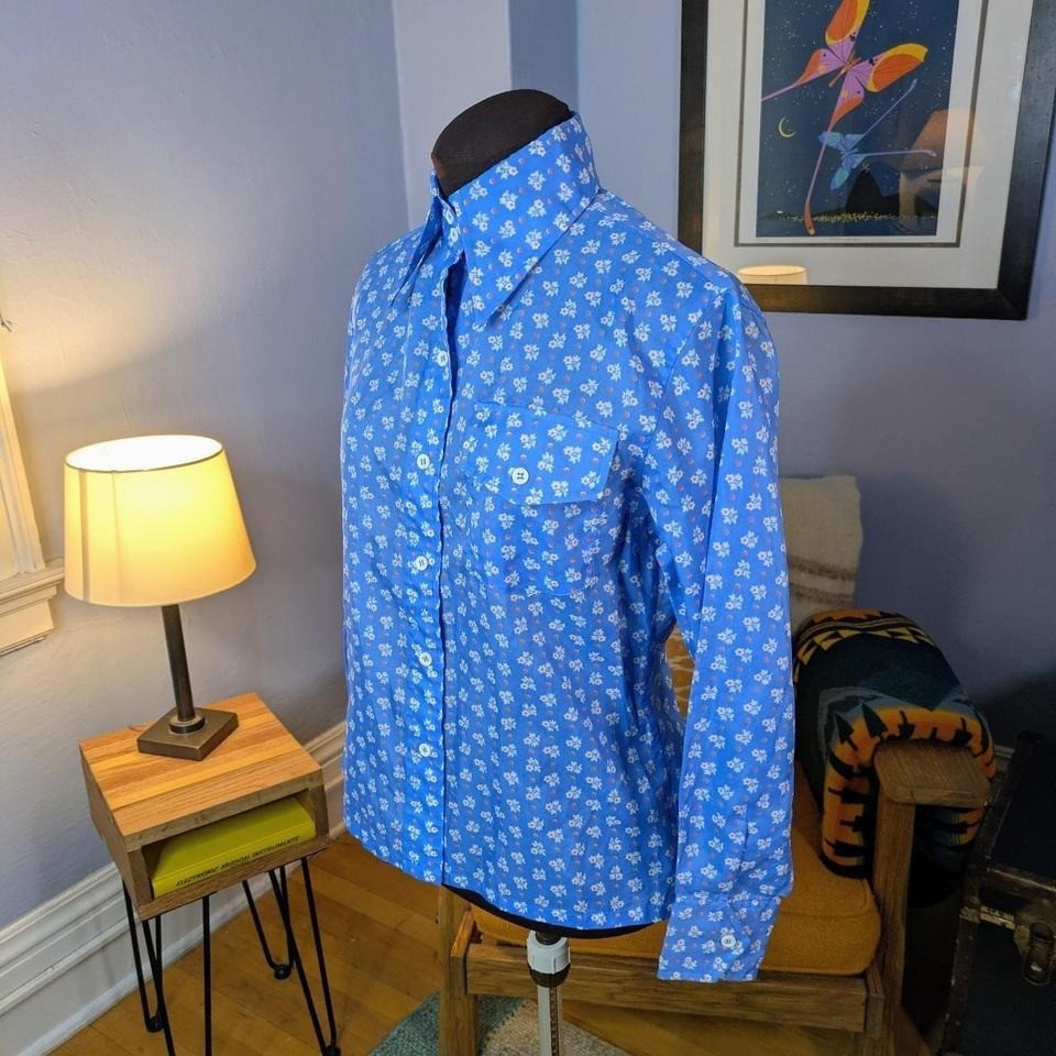 Vintage 70s Skyr Floral Nylon Windbreaker Wind Shirt Women’s Small