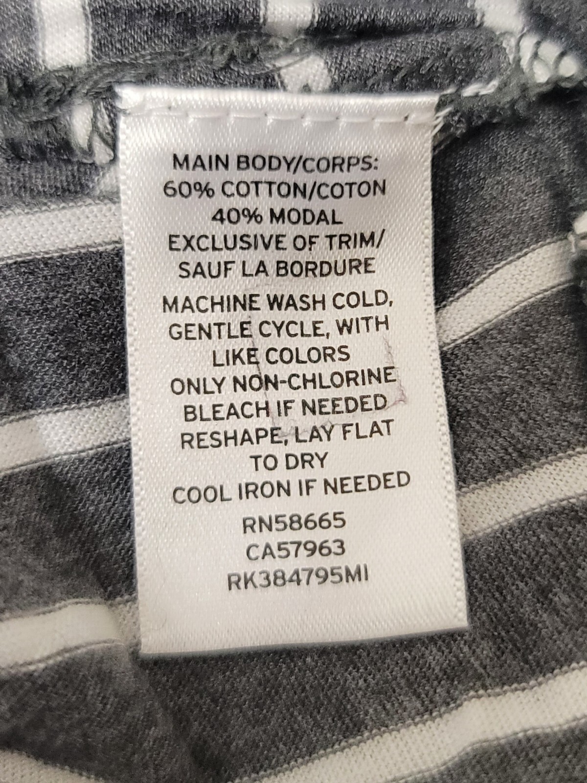 Women Nordstroms Rack Abound Tunic Top Gray White Stripes Long Sleeve Scoop Neck