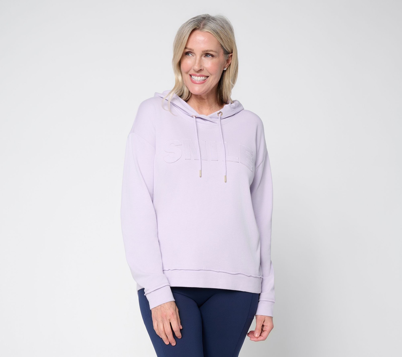 Anybody Women’s Top Sz M French Terry Message Hoodie Purple A692372