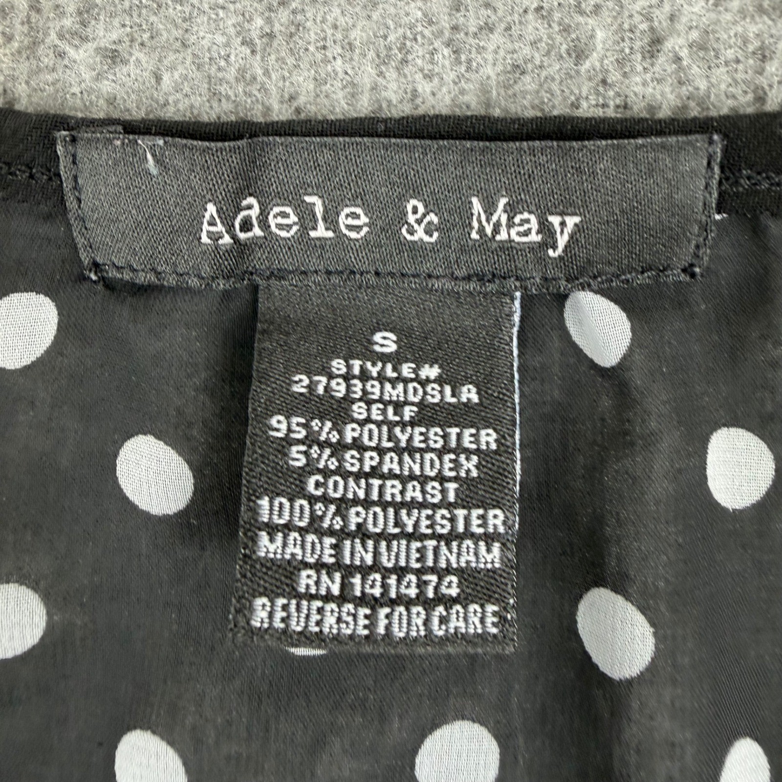 Adele & May Sleeveless Top Womens Size S Black Polka Dot Sheer Yoke Button Front