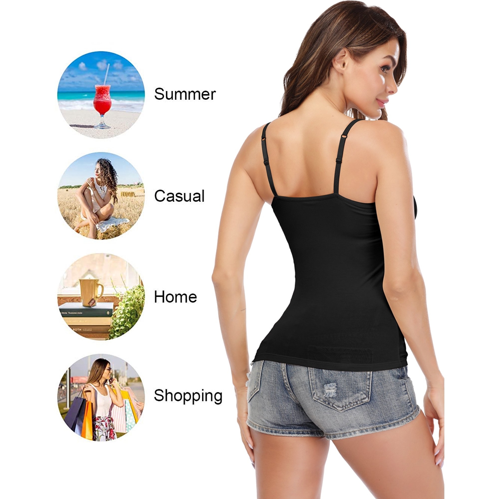 Camisole with Built in Bra Women Tank Top Padded Bra Vest Undershirt Sleeveless