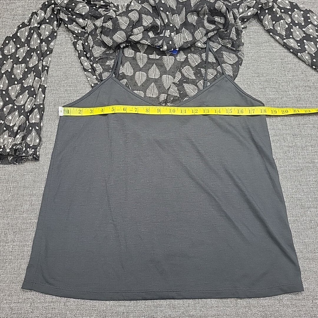 B Collection by Bobeau Women’s Printed Top Large Size Gray Long Sleeves Shirt