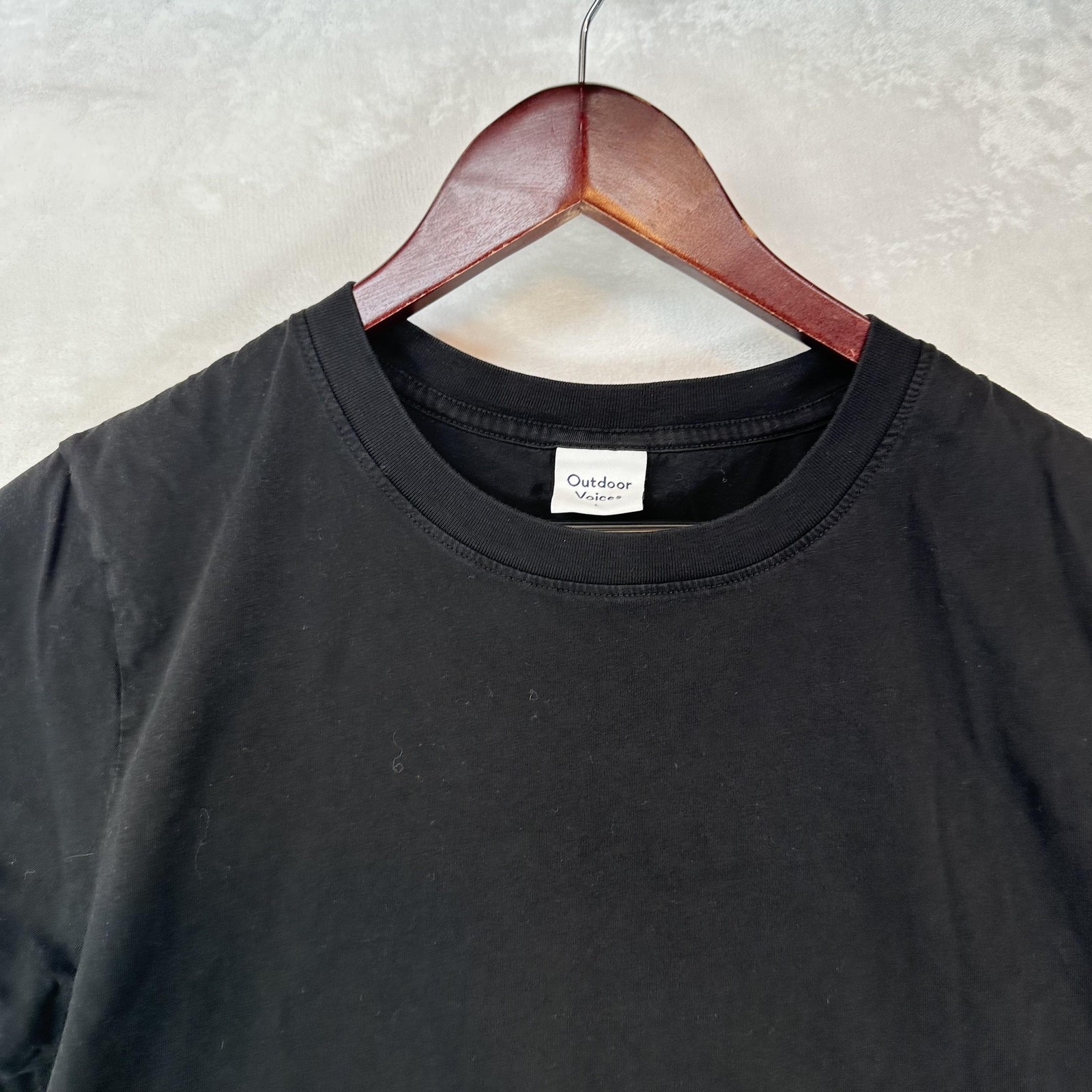 Outdoor Voices Shirt Womens L Black Organic Cotton Crop Tee Crew Neck Basic