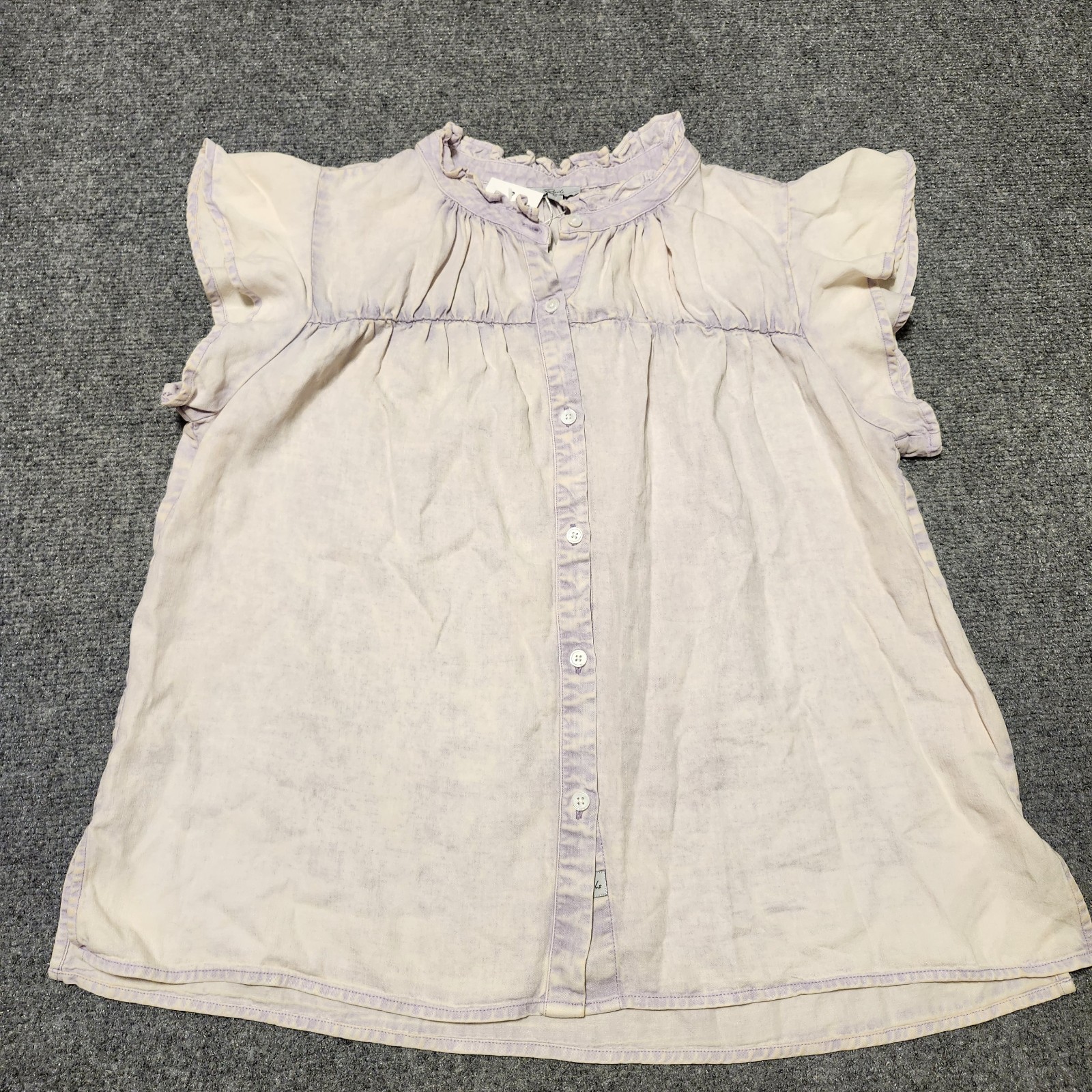 Rails Ruthie Top Womens Medium Lavender Acid Wash Button Up Linen Blend Romantic