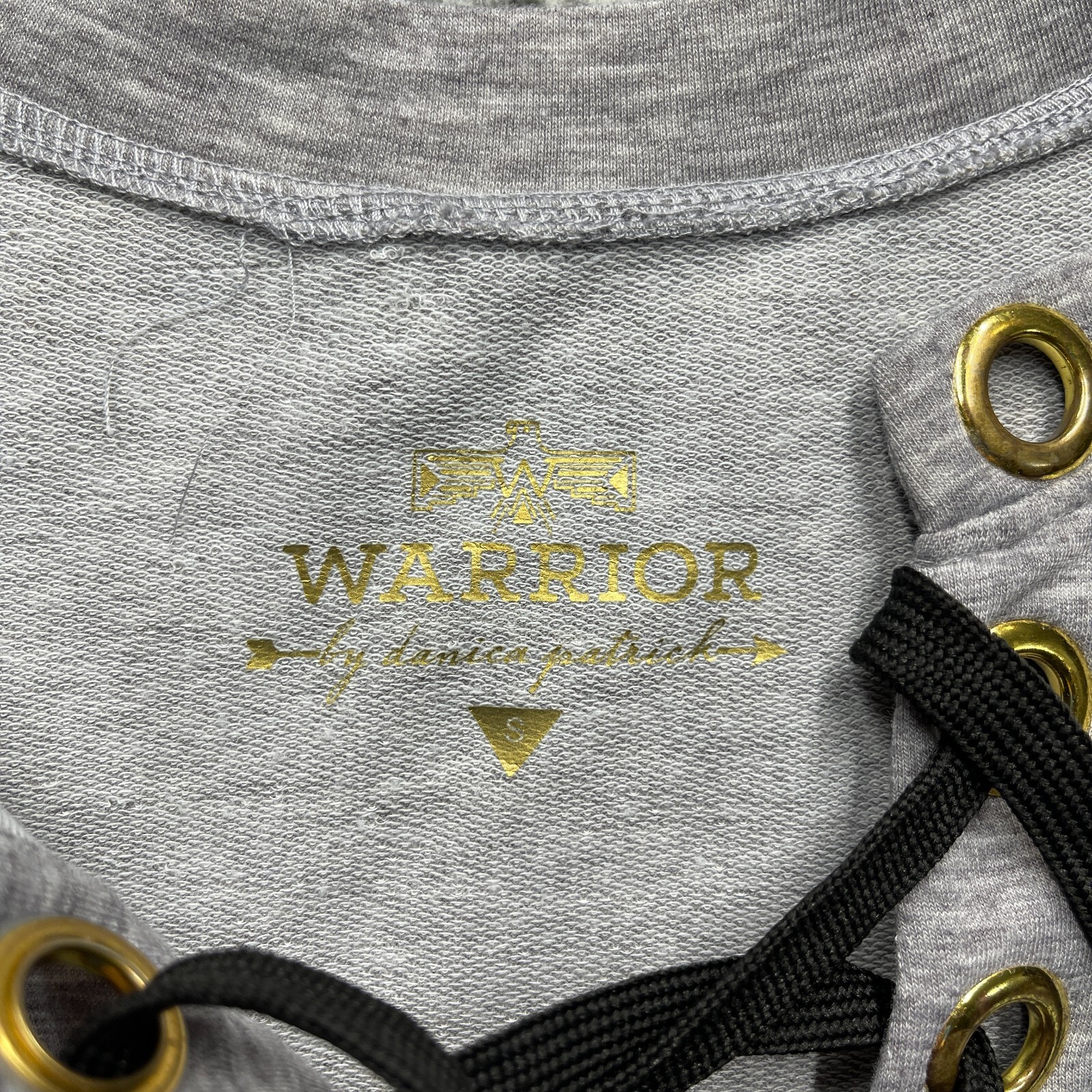 Warrior by Danica Patrick Doleman Sleeve Top Womens Small Gray Lace Up Front