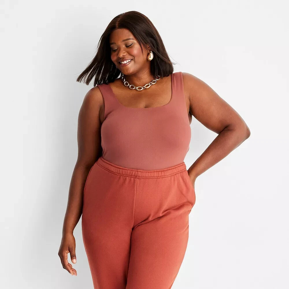 A New Day Women’s Seamless Tank Bodysuit Plus Size 2X Brown Rust