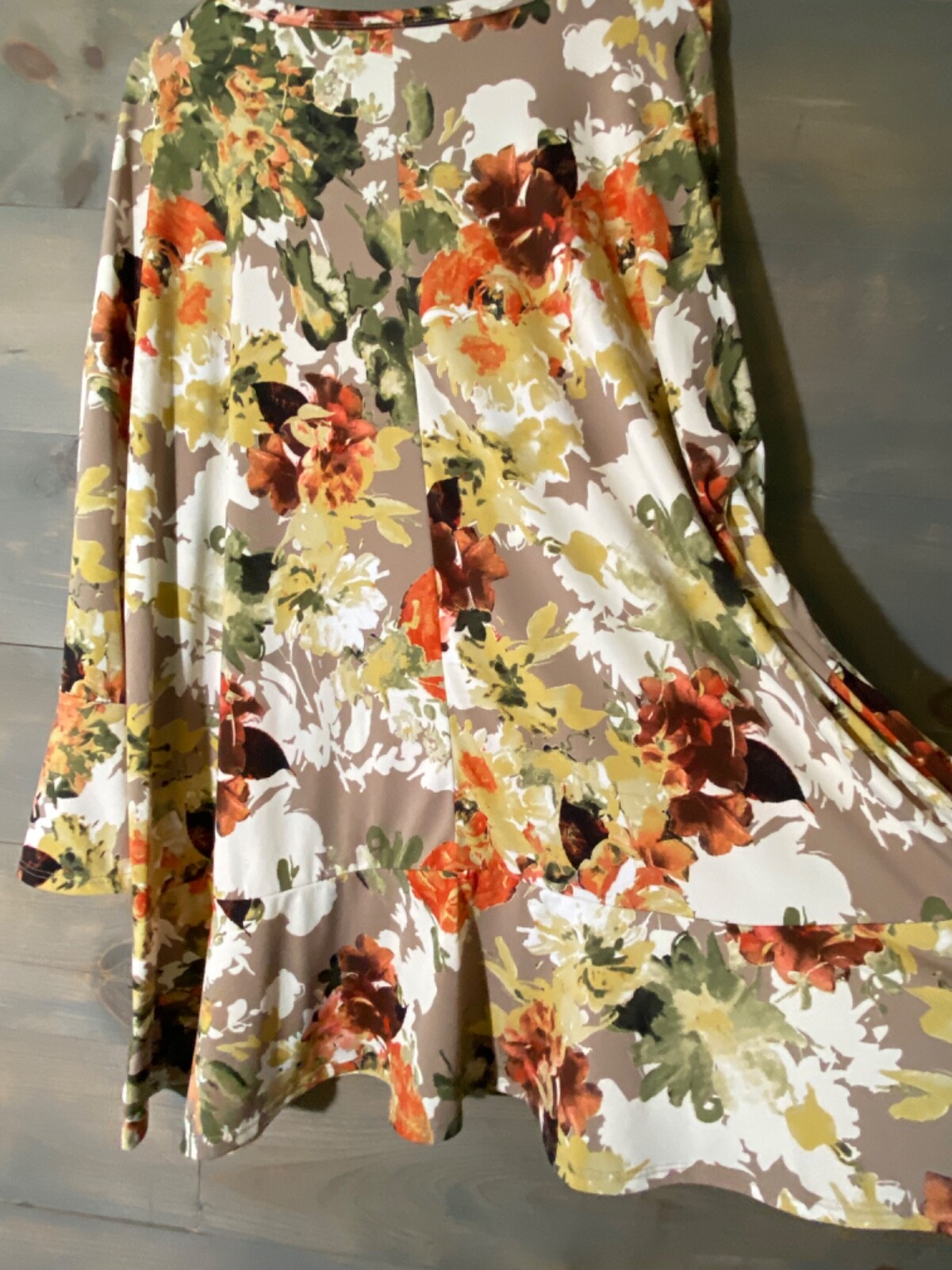 Crepas Womans Blouse Shirt Size 3XL floral tunic 3/4 ruffle sleeve pullover