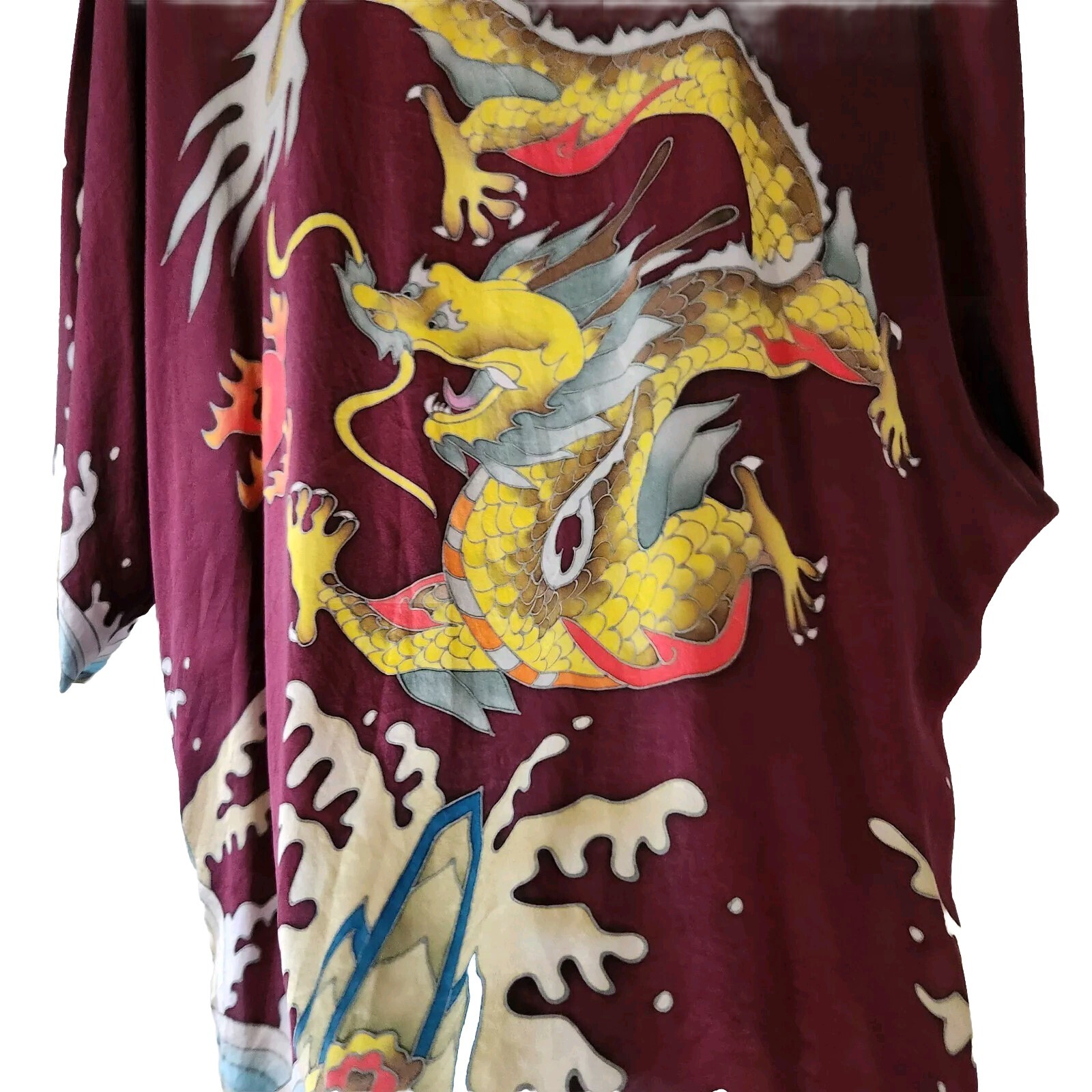 Vintage Yi Jum Silk Dragon Tunic Y2K Top Womens XL Sandwashed Year Of Dragon 🐲