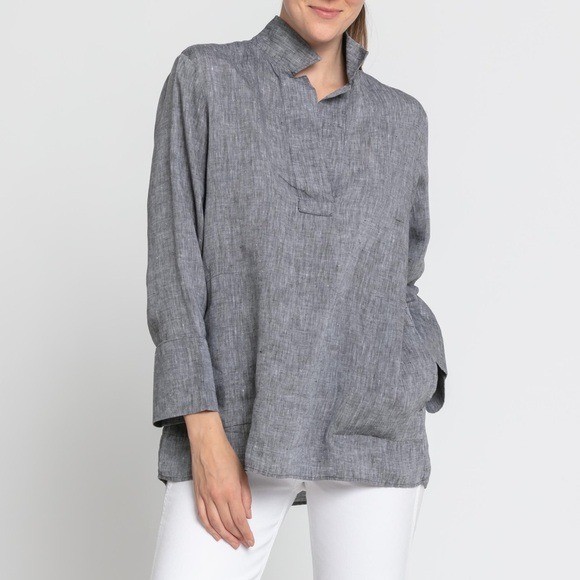 $330 NWT Hinson Wu “Salina” Linen Top in Graphite Sz Small