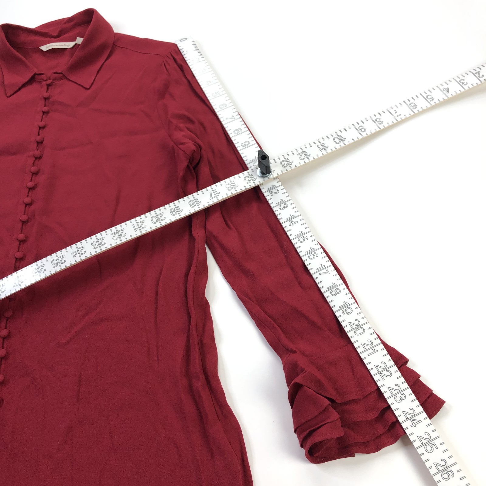 Soft Surroundings Small Tunic 100% Rayon Button Long Sleeve Shirt Red MINT