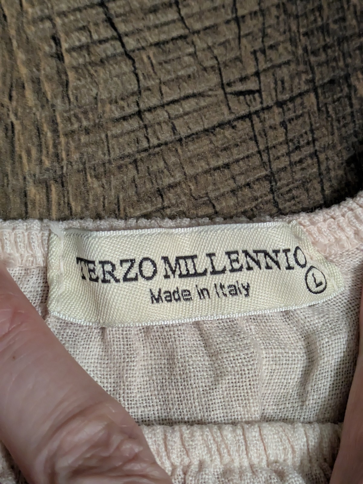 Terzo Millennio Italy Linen Top Womens L Pink Crochet Sleeve Boho Cottagecore