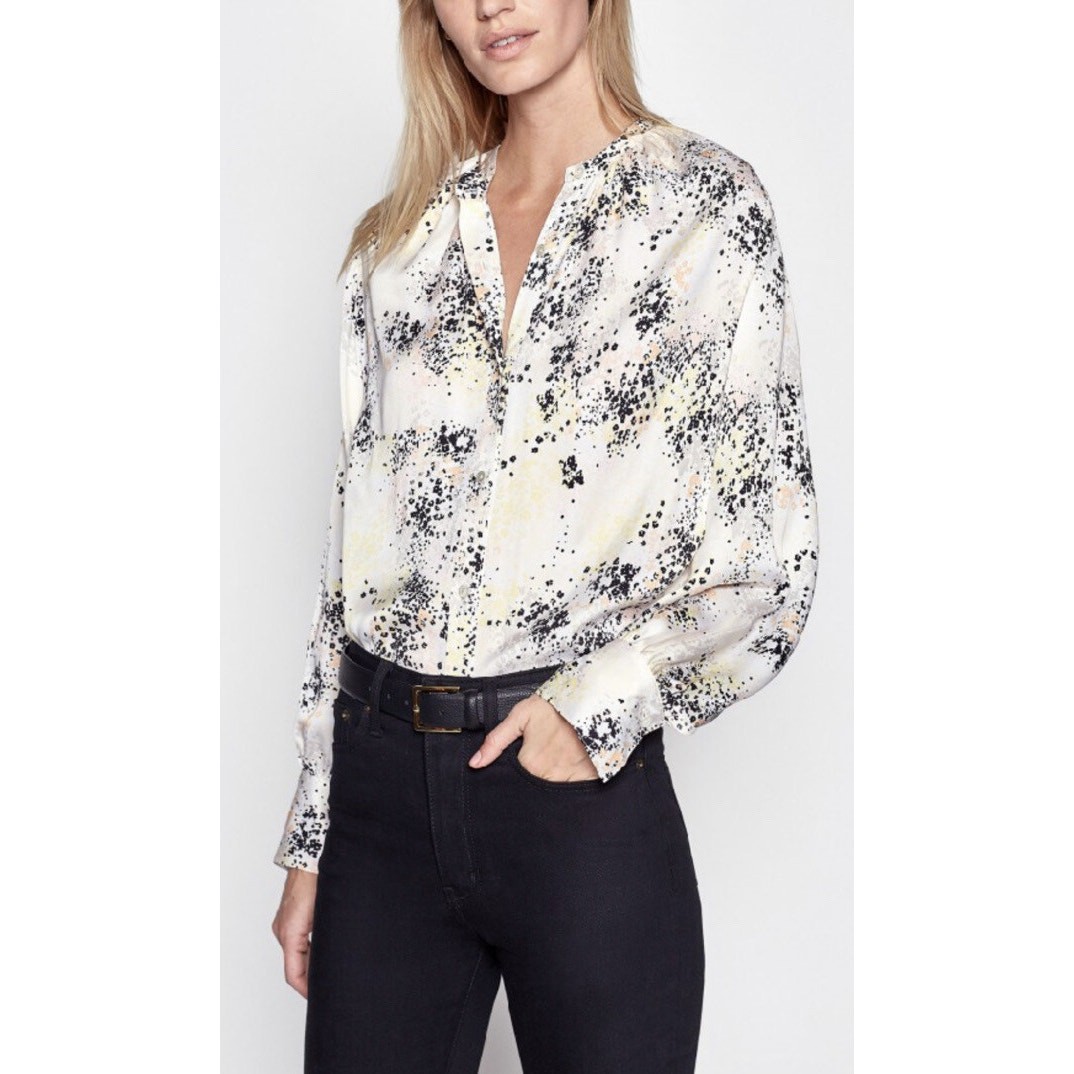 NWT Equipment Causette Silk Blouse Small Abstract Print Button Front